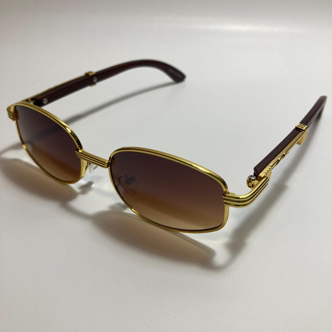 Women's Brown and Gold Sunglasses