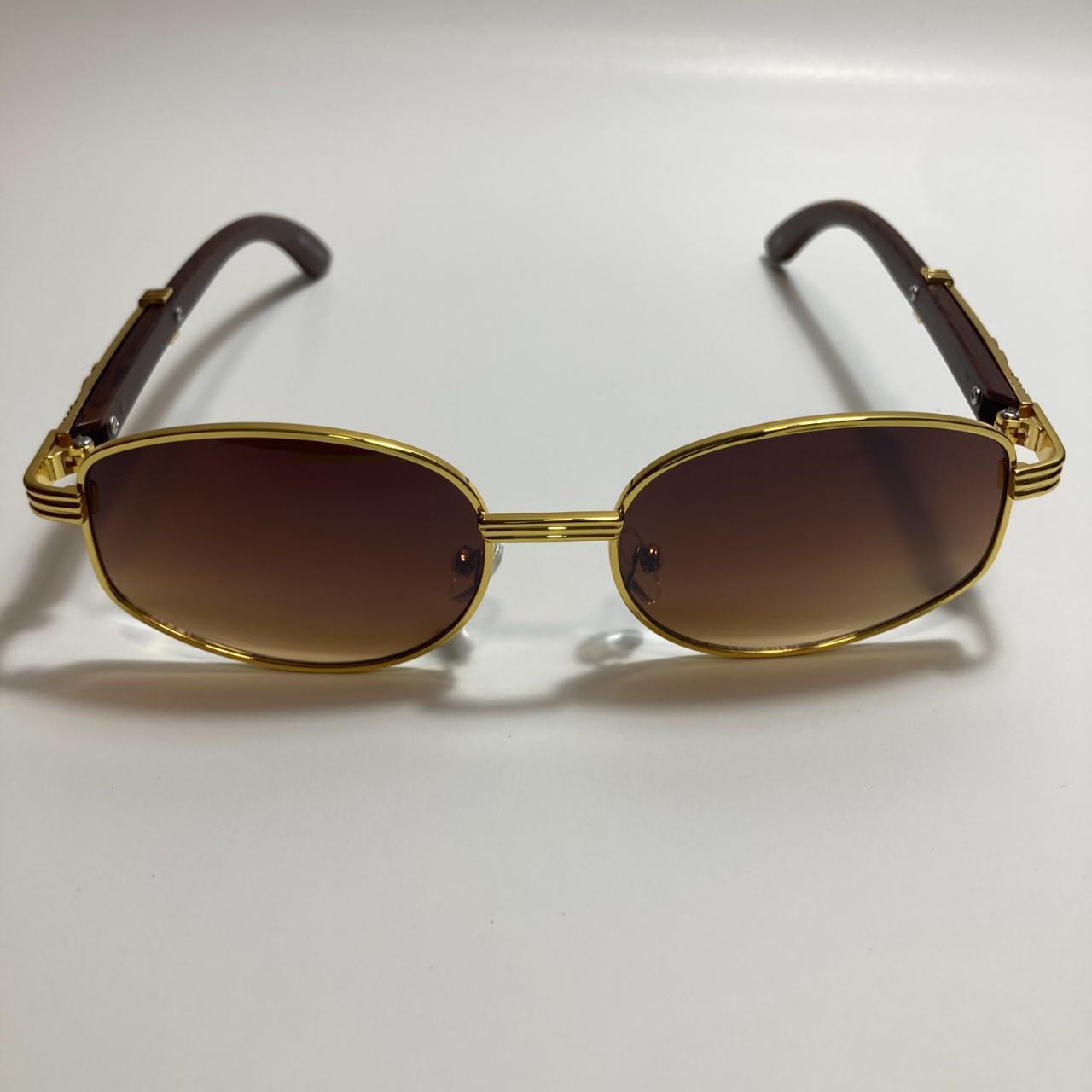 Women's Brown and Gold Sunglasses (2)