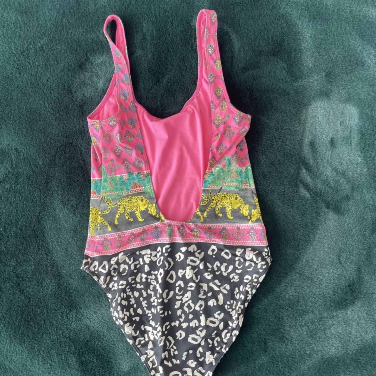 & Other Stories Women's Pink and Black Swimsuit-one-piece | Depop