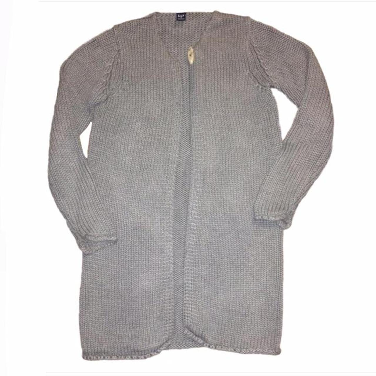 gap grey chunky knit long thick top cardigan. made... - Depop
