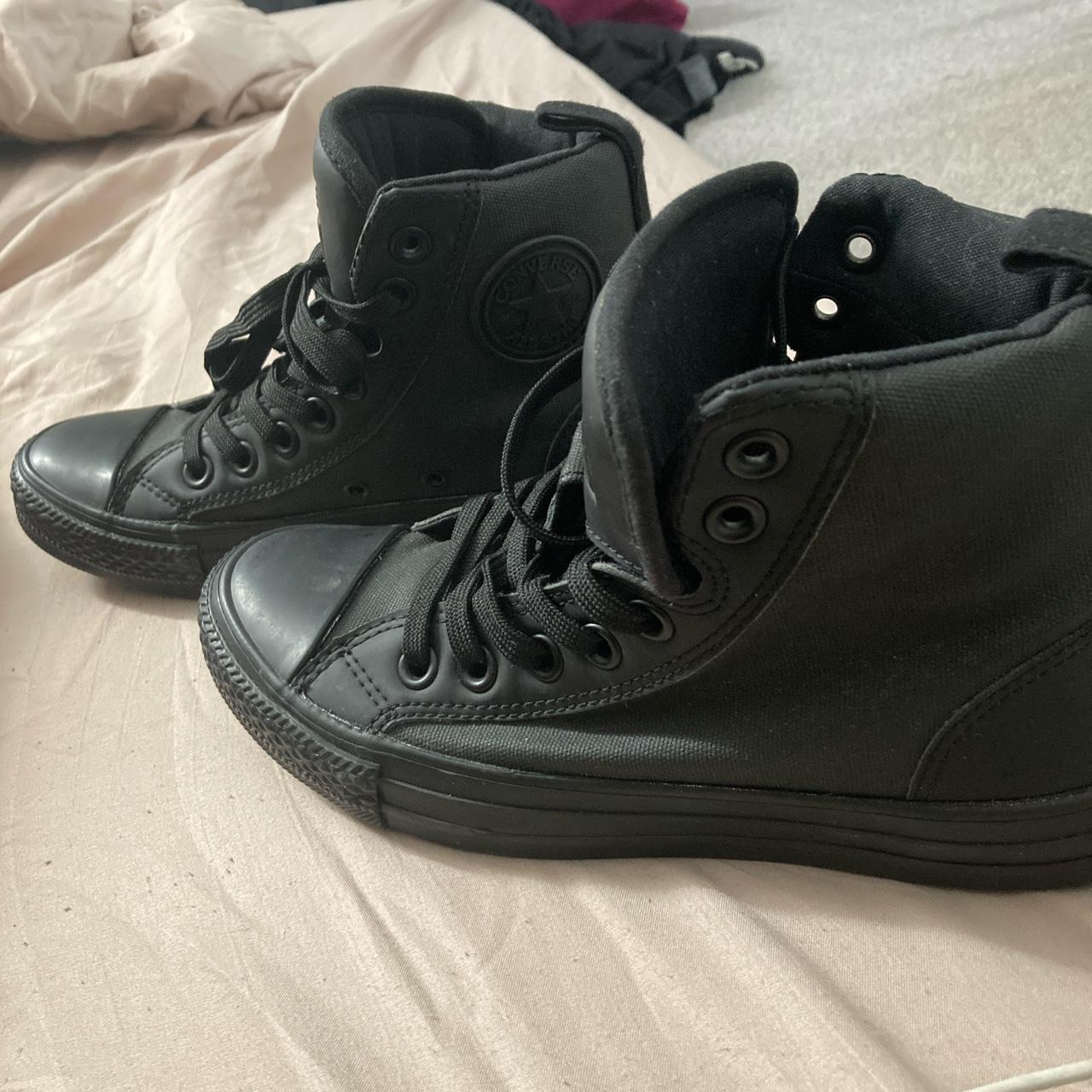 Converse high top black rubber oiled look. Brand new... - Depop