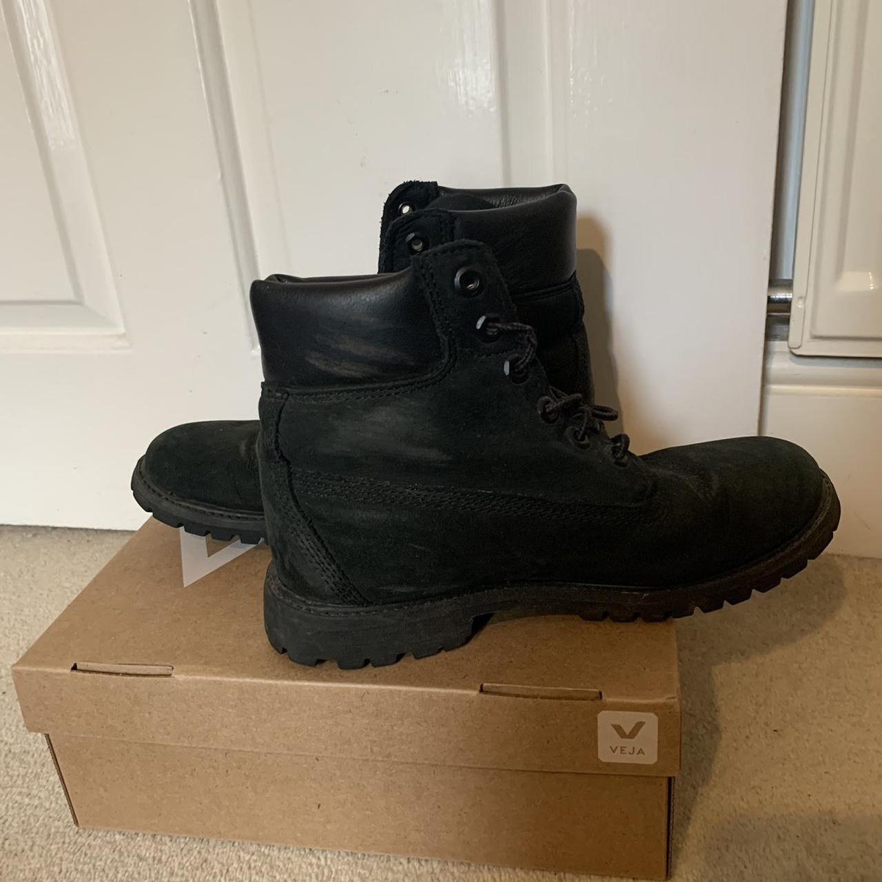 Black timberlands, brought second hand - these are... - Depop