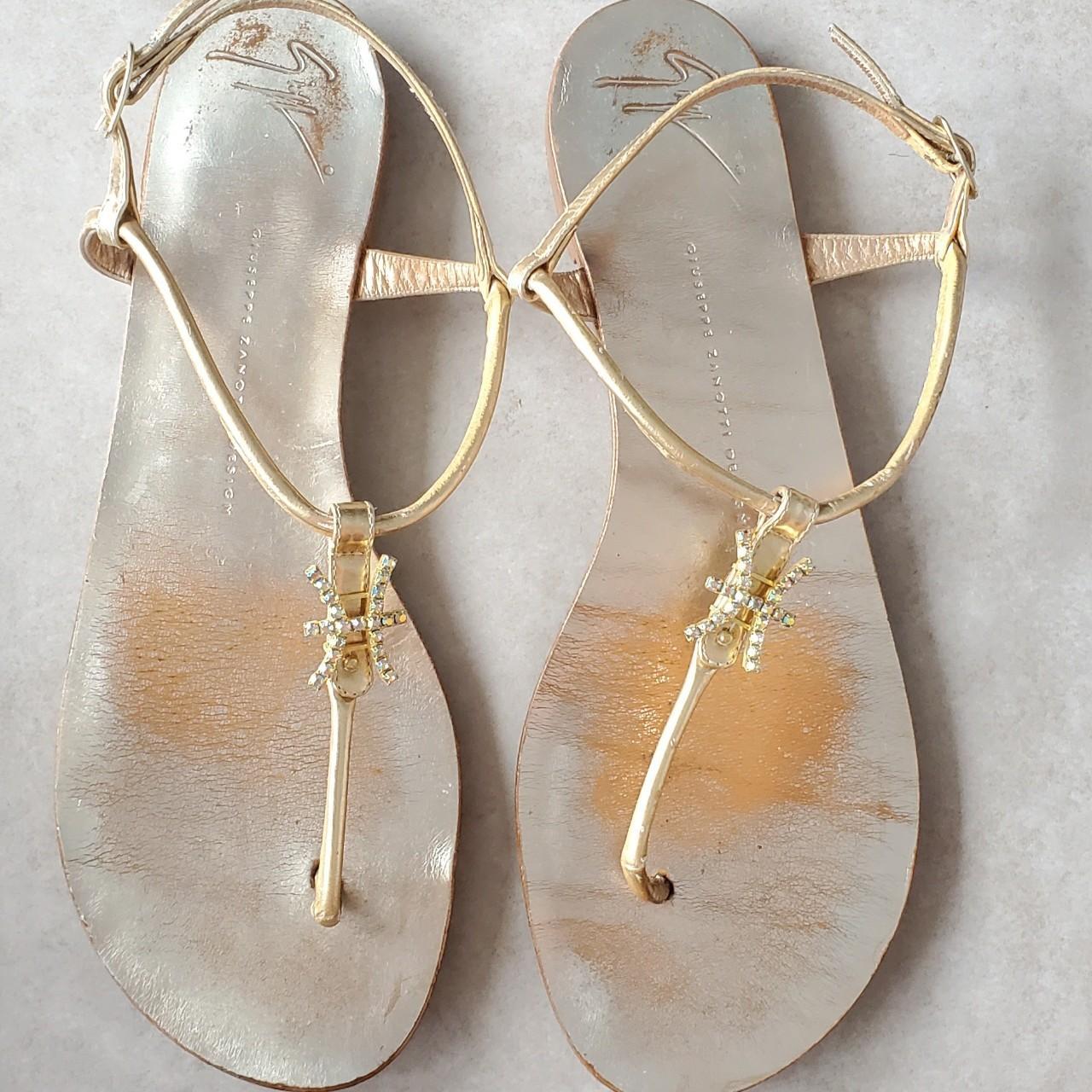Women's Gold Sandals Depop