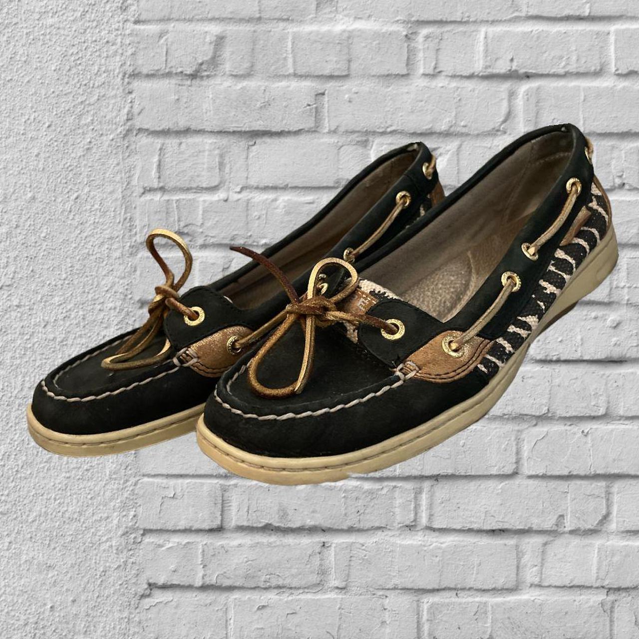 Sperry Women's Black and Gold Loafers