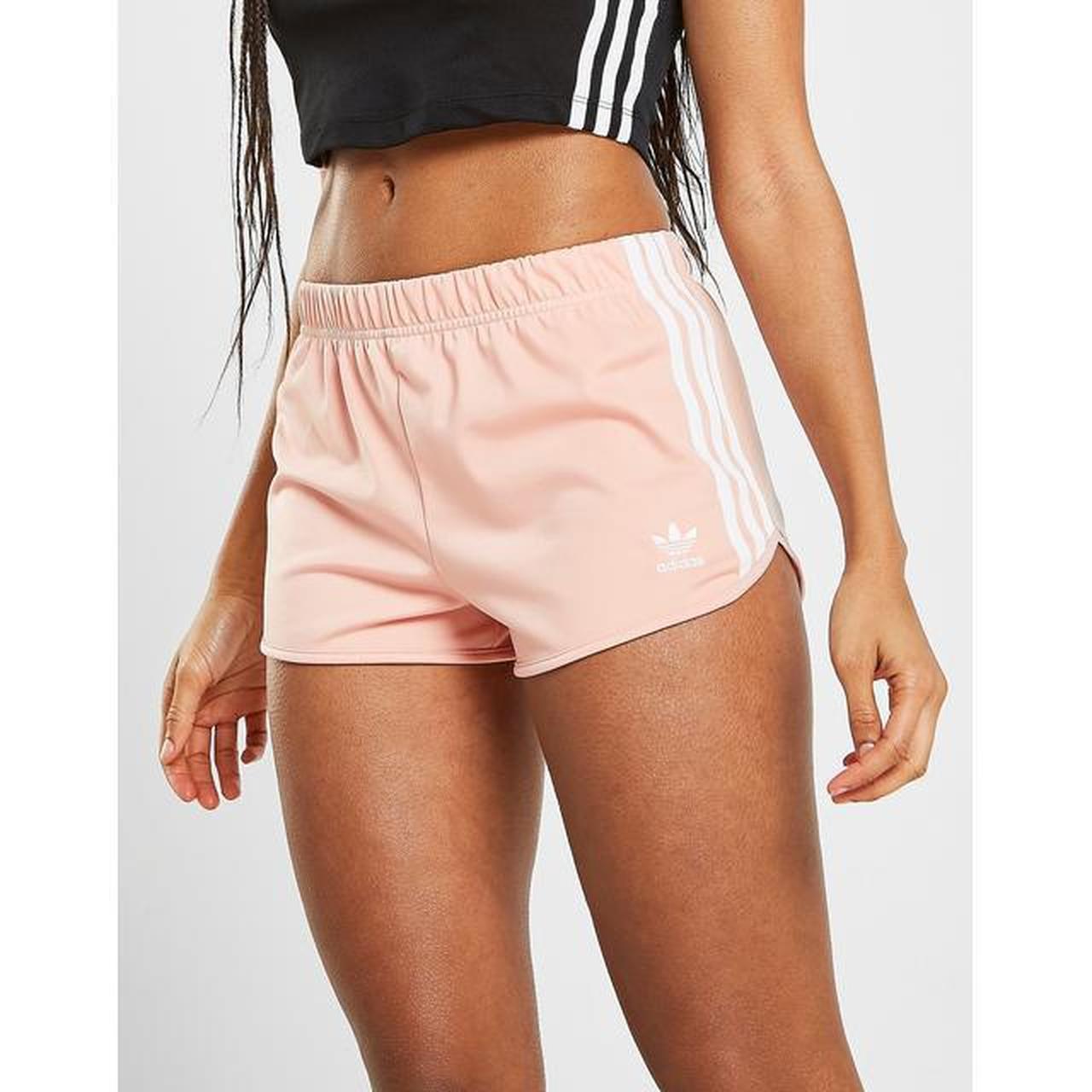 adidas three stripe shorts pink