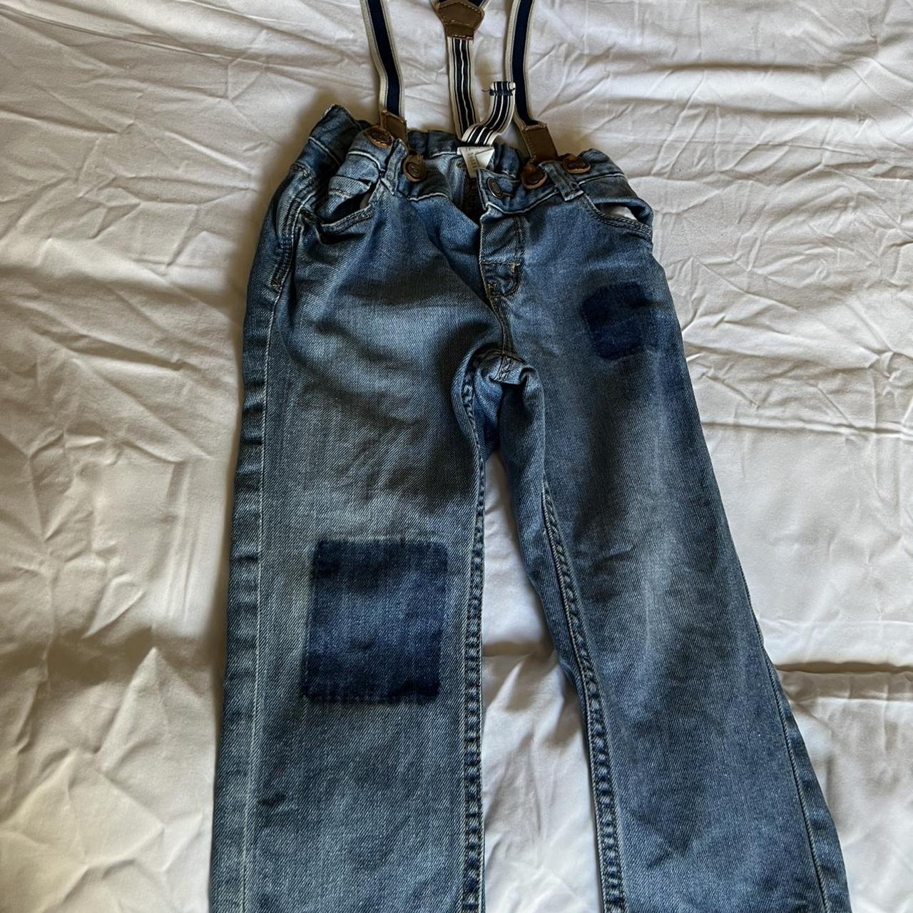 H&M suspender denim jeans worn once size 2T - Depop