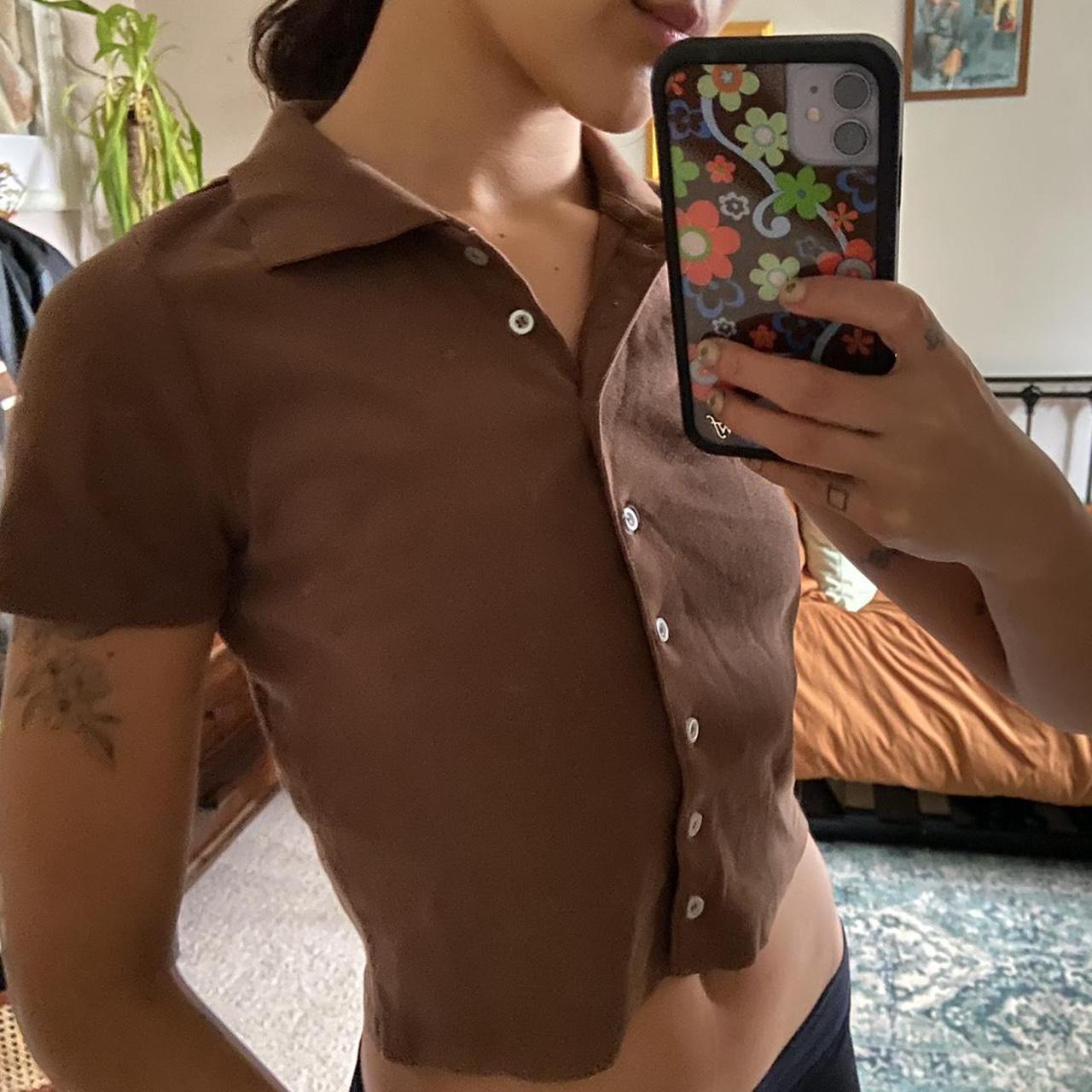 Brandy Melville Brown Button Up 🌹 ️ Only been worn a... Depop