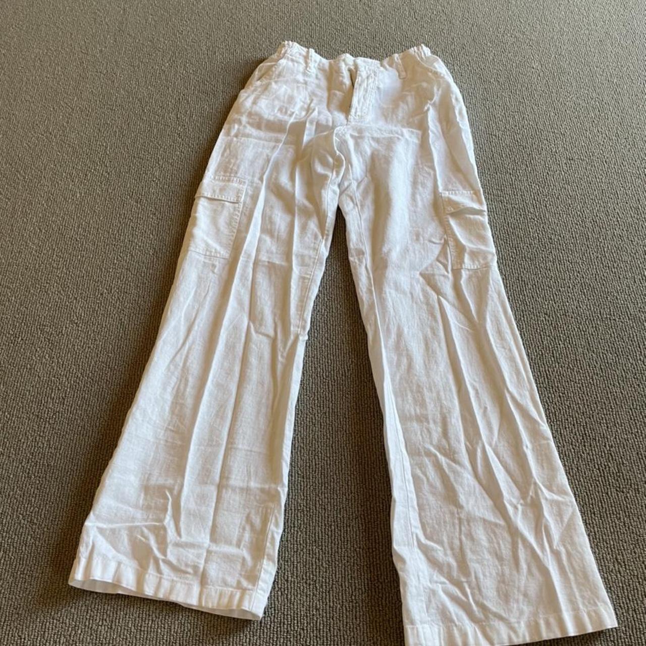 Subdued White Linen Trousers - Cargo Only selling as... - Depop