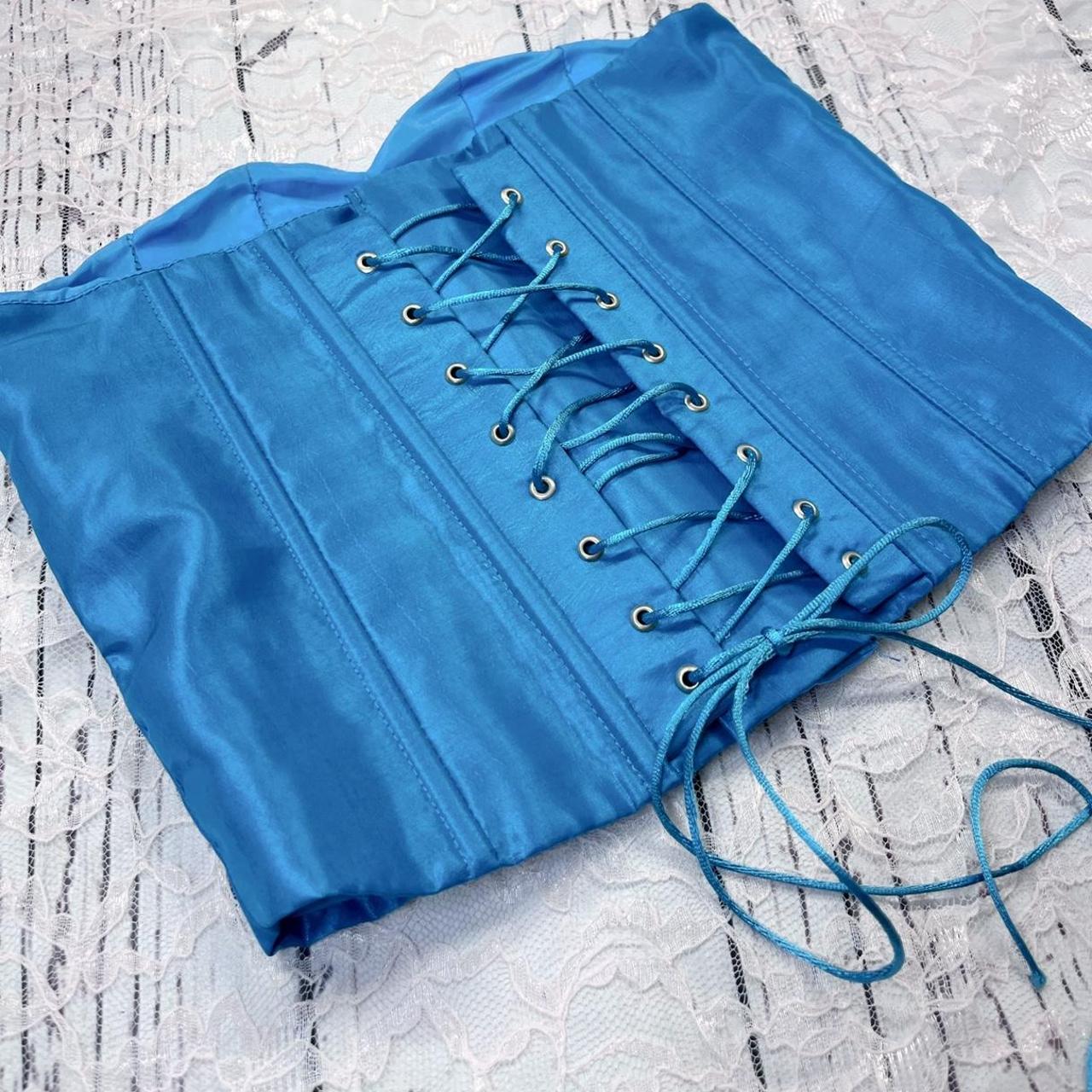 Pressed Flower Corset Top and Skort Set Cream and Blue