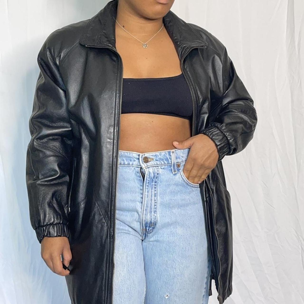 80s Leather Trench Brand: Charles Klein Pit to... - Depop