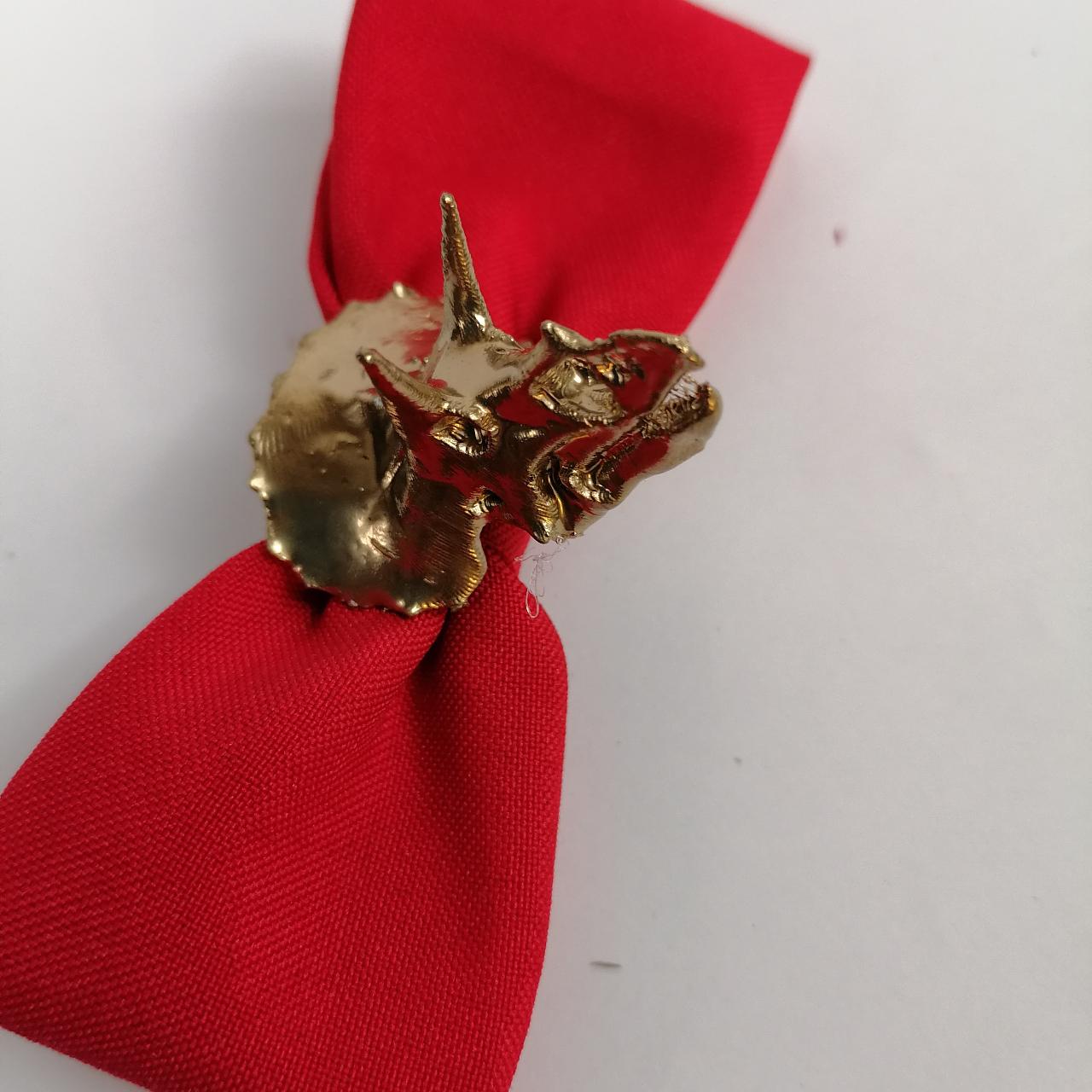 Handmade navy & red bee print hair bow, sewn onto - Depop