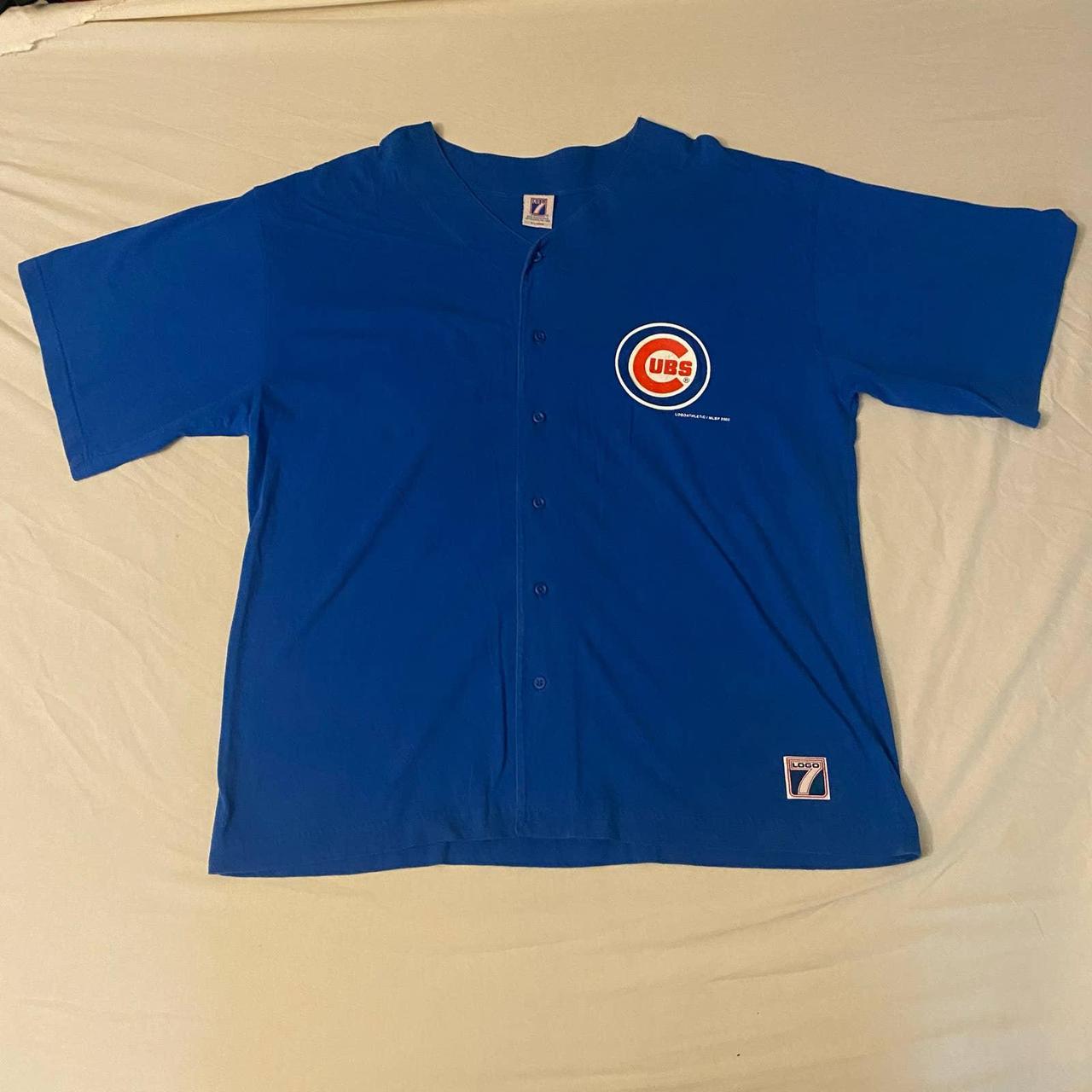 Rare vintage 90s Majestic Chicago Cubs blue wool and - Depop