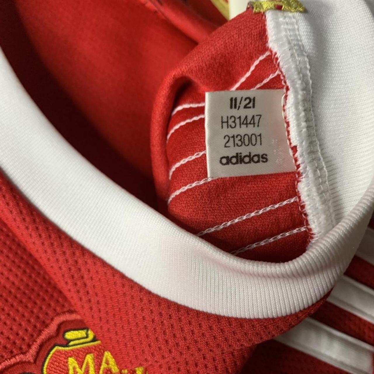 adidas-men-s-red-and-white-t-shirt-depop