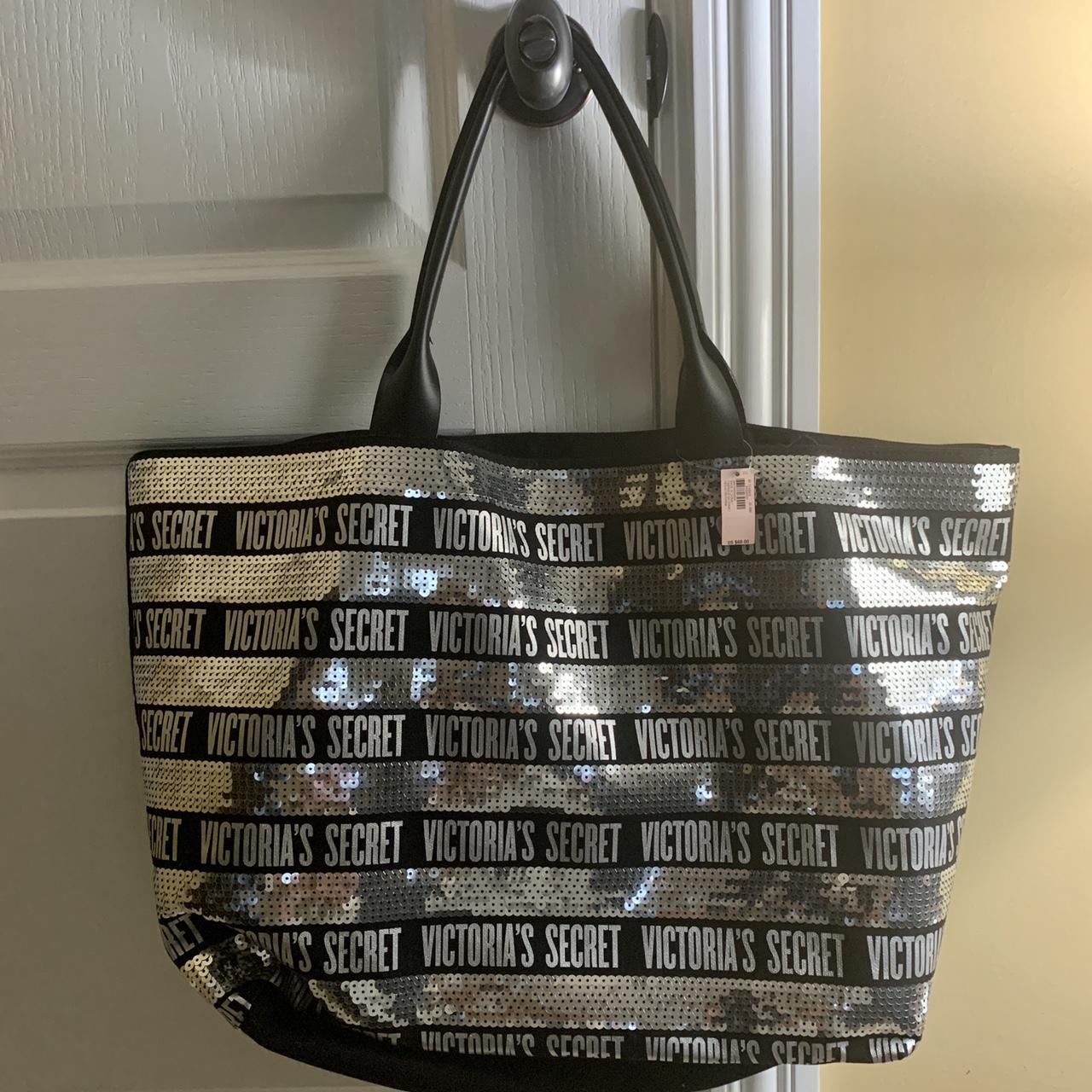 Victoria secret black top and silver tote