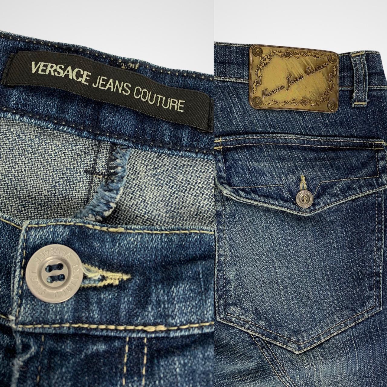 Versace Jeans Couture Women's Navy and Gold Jeans | Depop