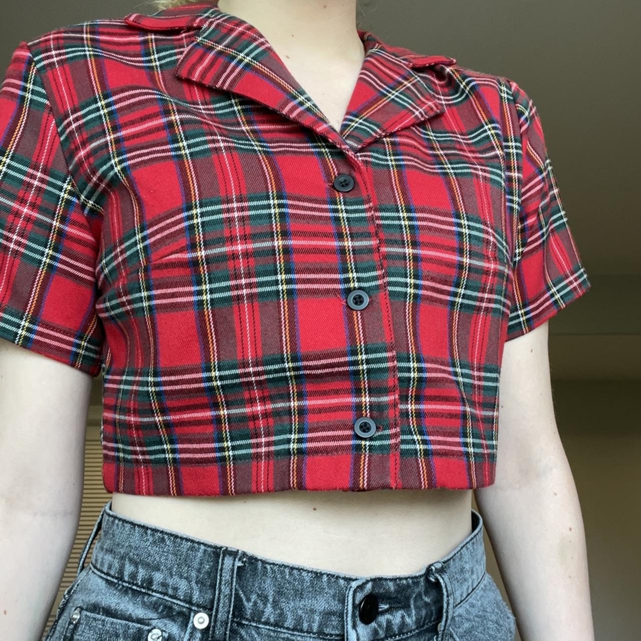 red multicolor plaid brandy melville vivian... Depop