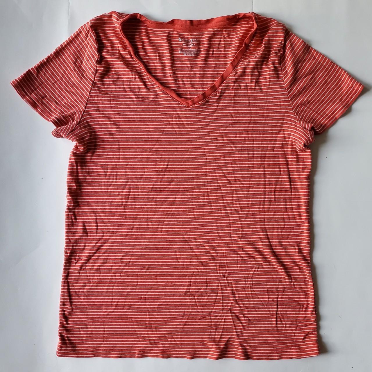 Coral stripped t shirt (Hashtags are used to... Depop