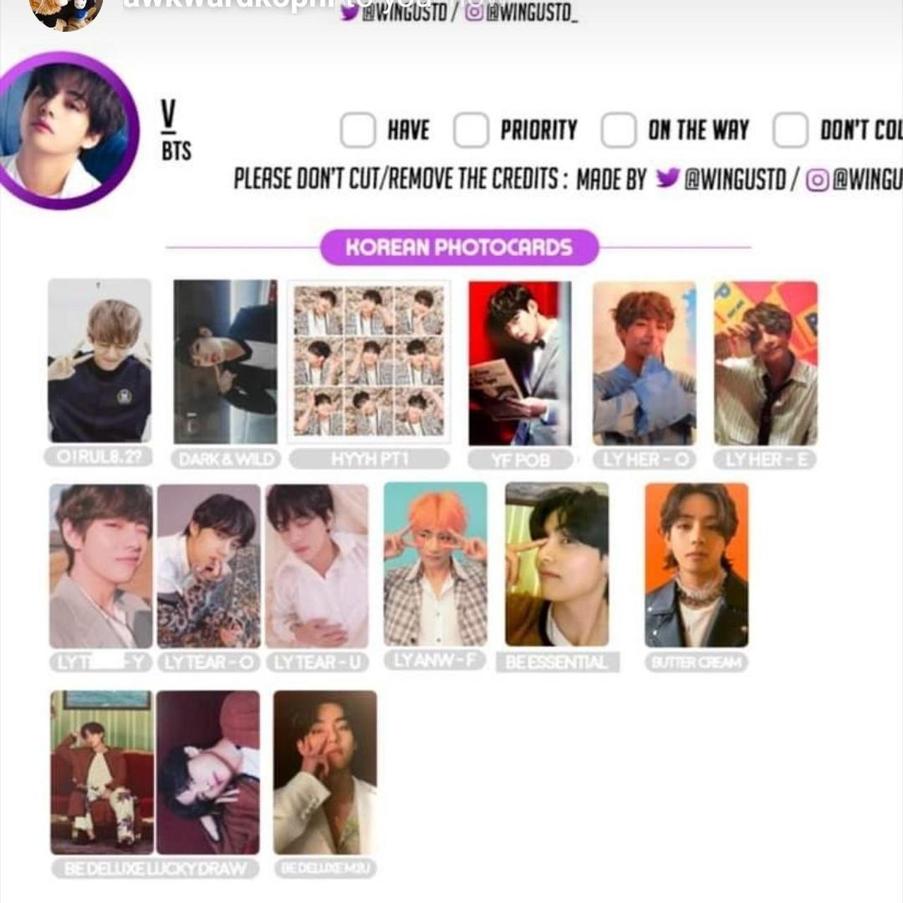 WTT][CAN/WW] BTS Photocards (Wishlist in photos) : r/kpopforsale