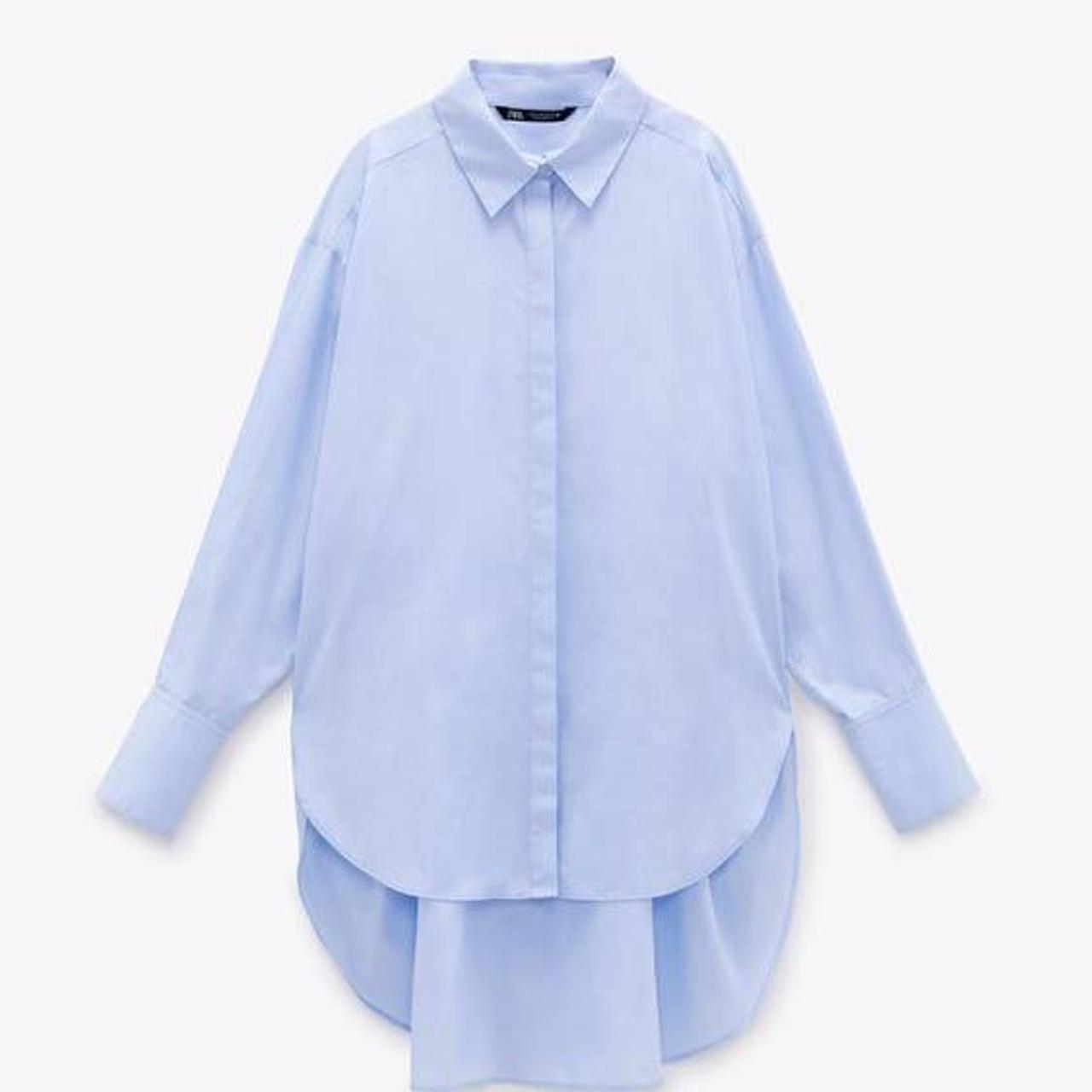 zara oversized poplin shirt blue