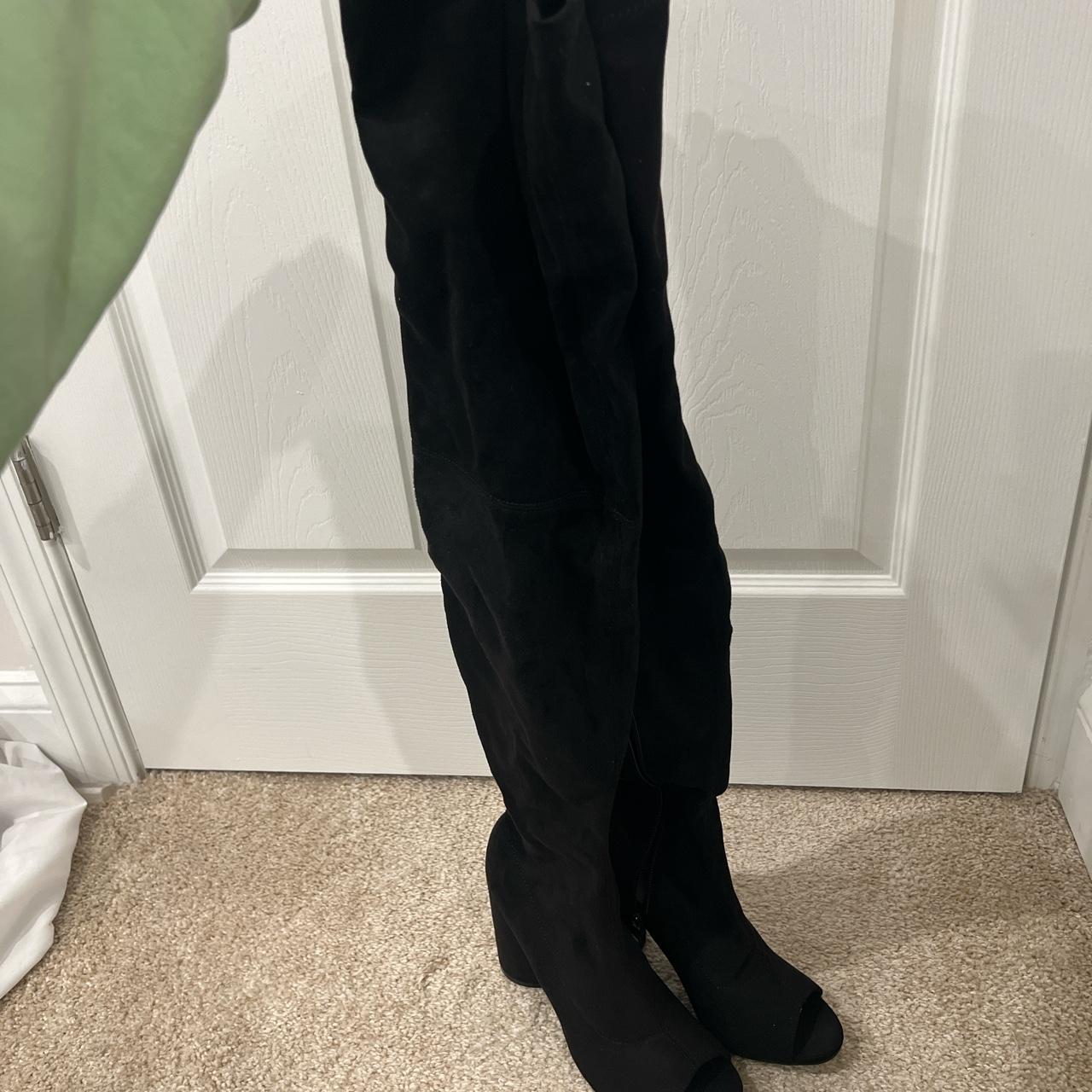 Knee high peep toe heels, never been worn size 8 - Depop