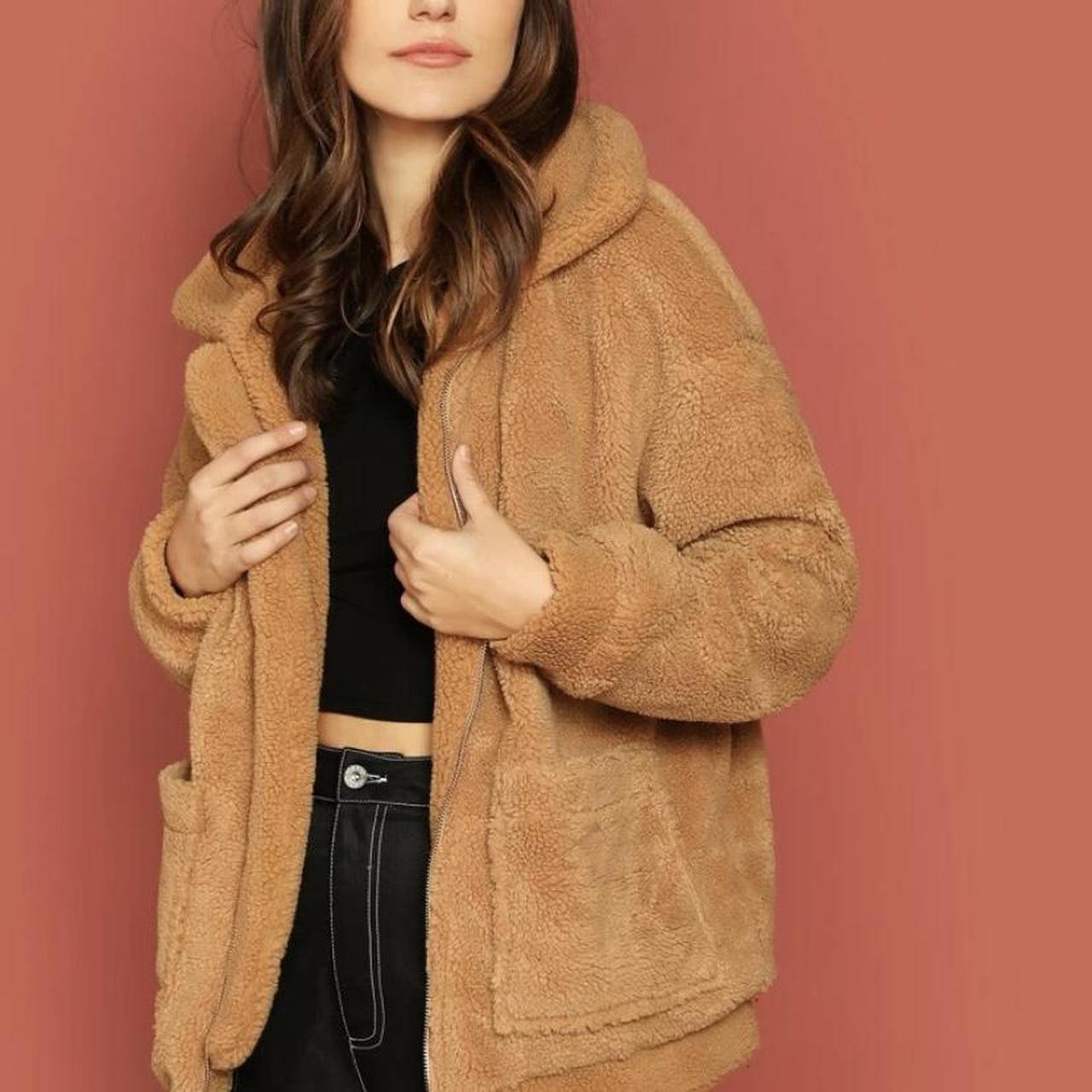 Shein caramel teddy coat, perfect condition as... Depop