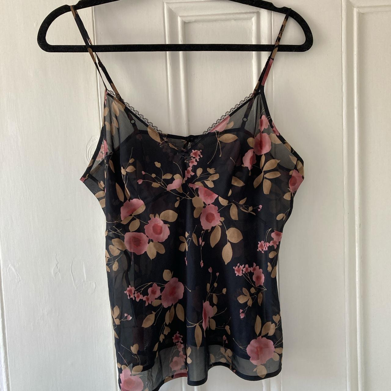 Sheer retro floral cami. Flattering with... - Depop