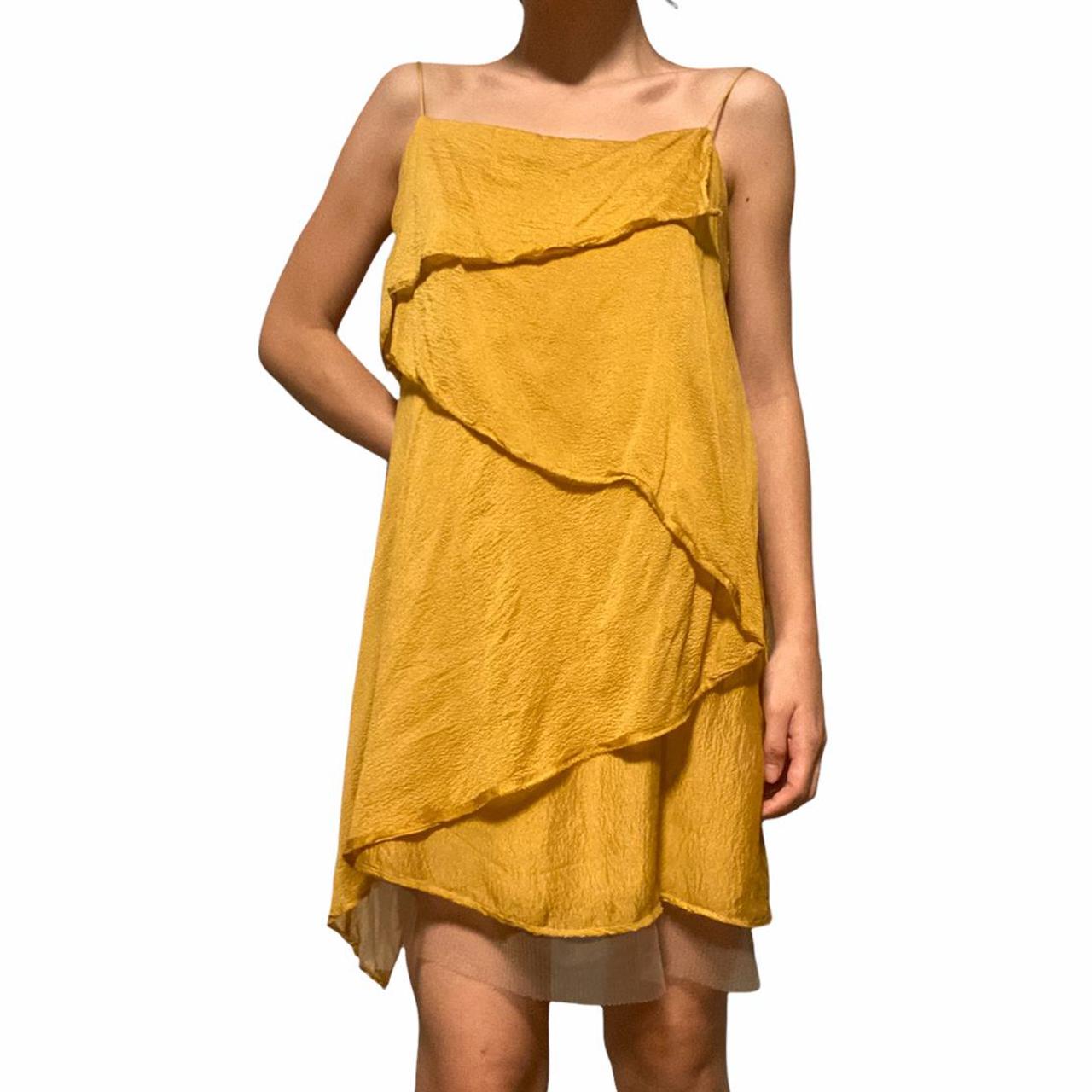 bcbg maxazria runway yellow silk asymmetrical flowy