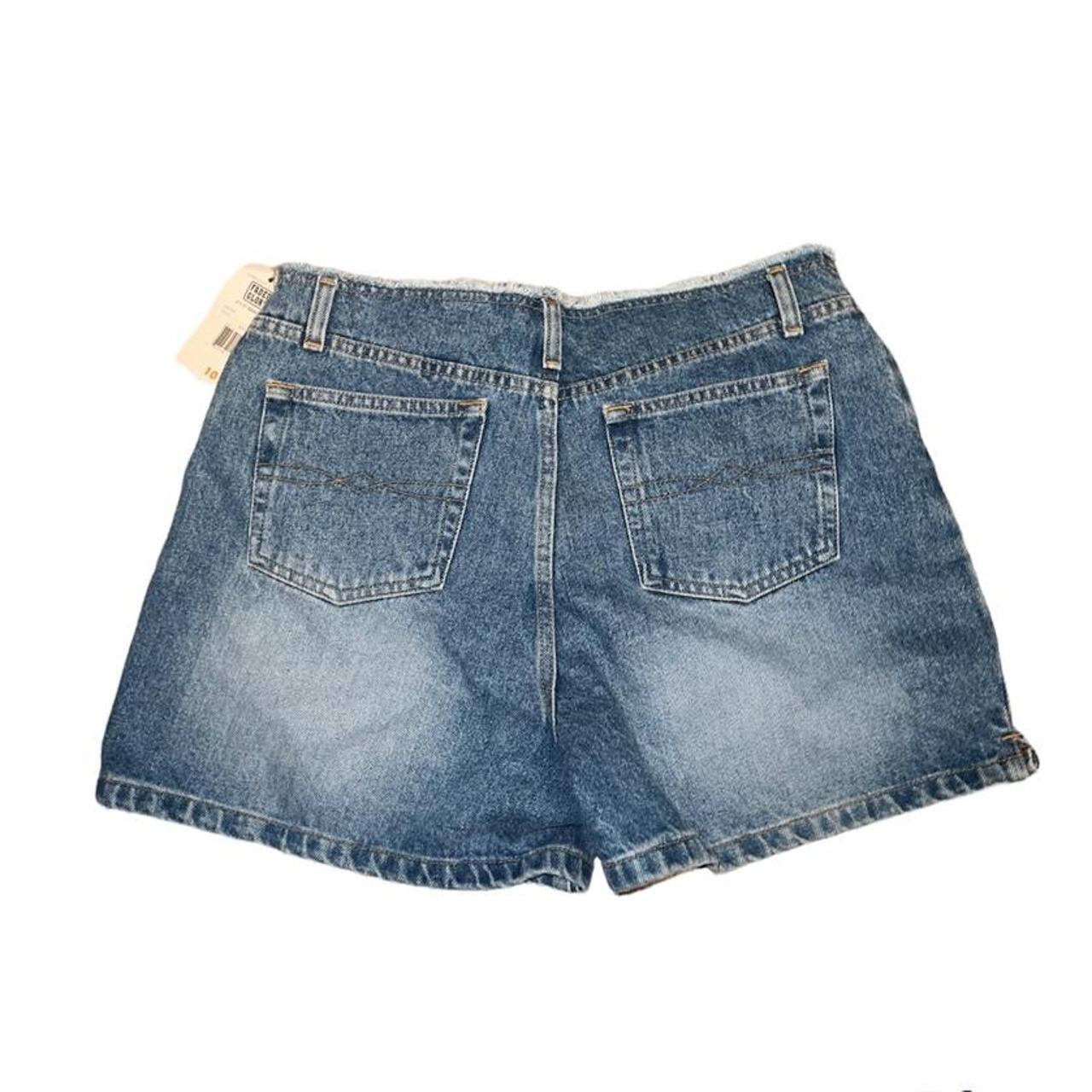 faded glory y2k frayed hem low waisted denim shorts... - Depop