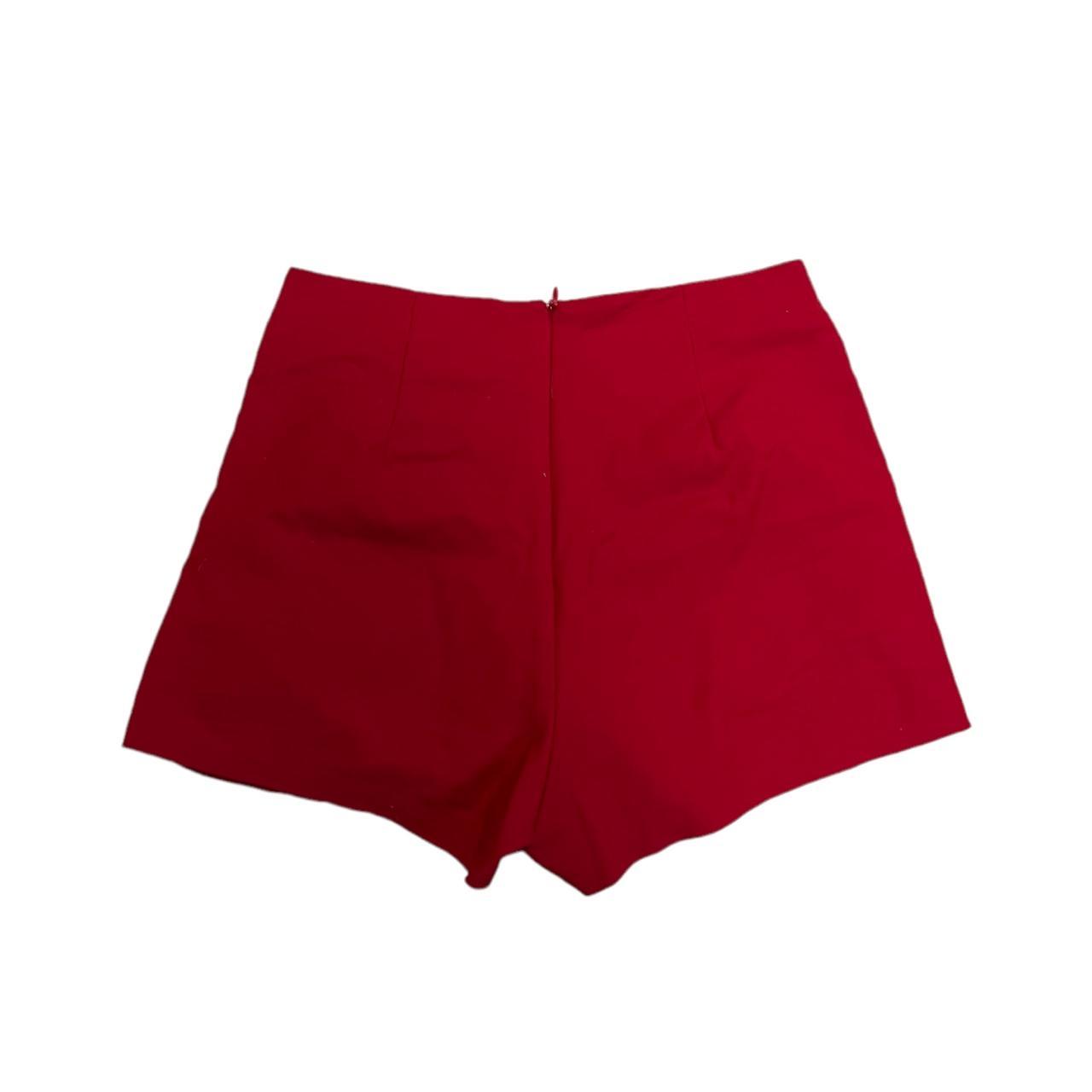 red mini skort w slit size xs - see measurements... - Depop