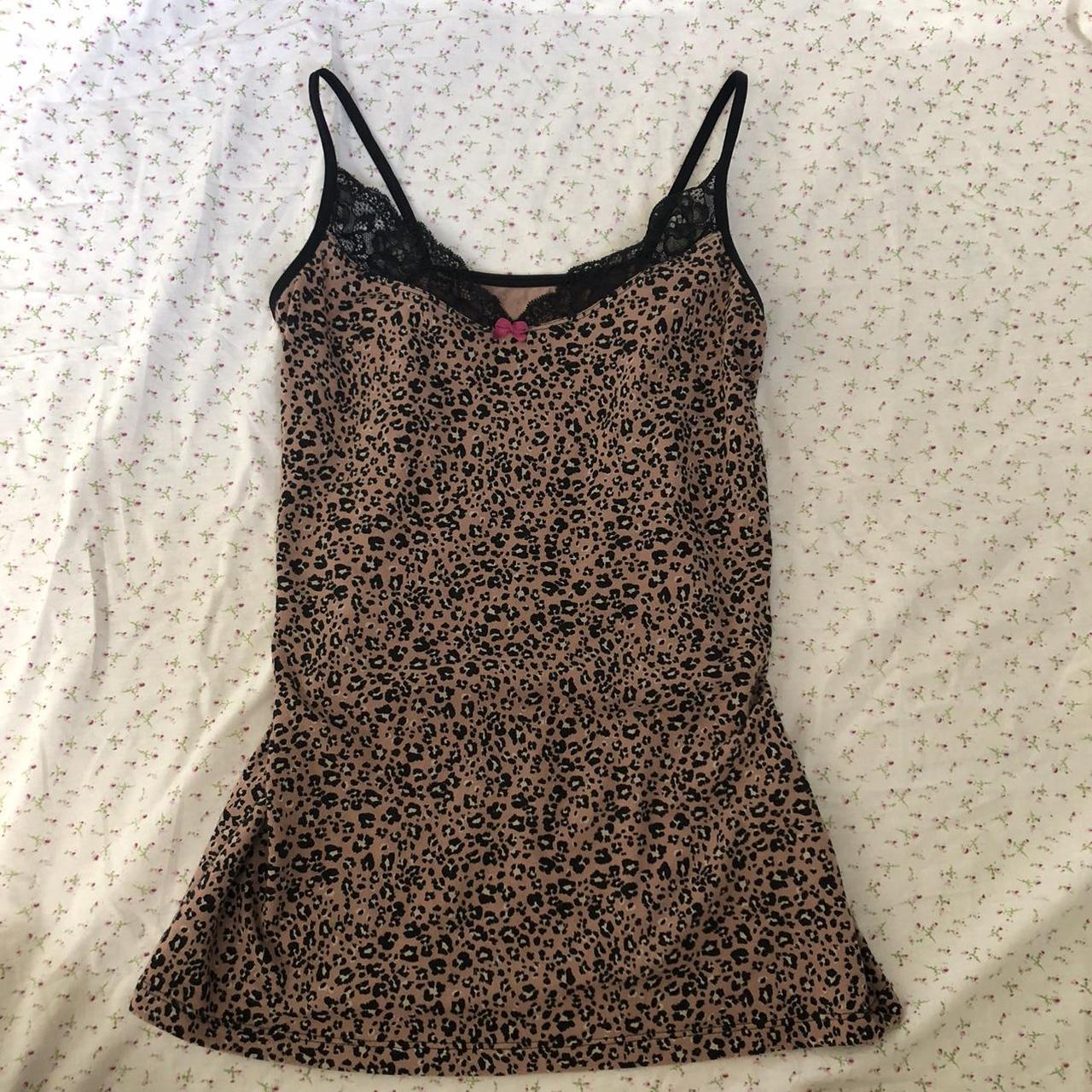 leopard print y2k lace tank uk only message before... - Depop