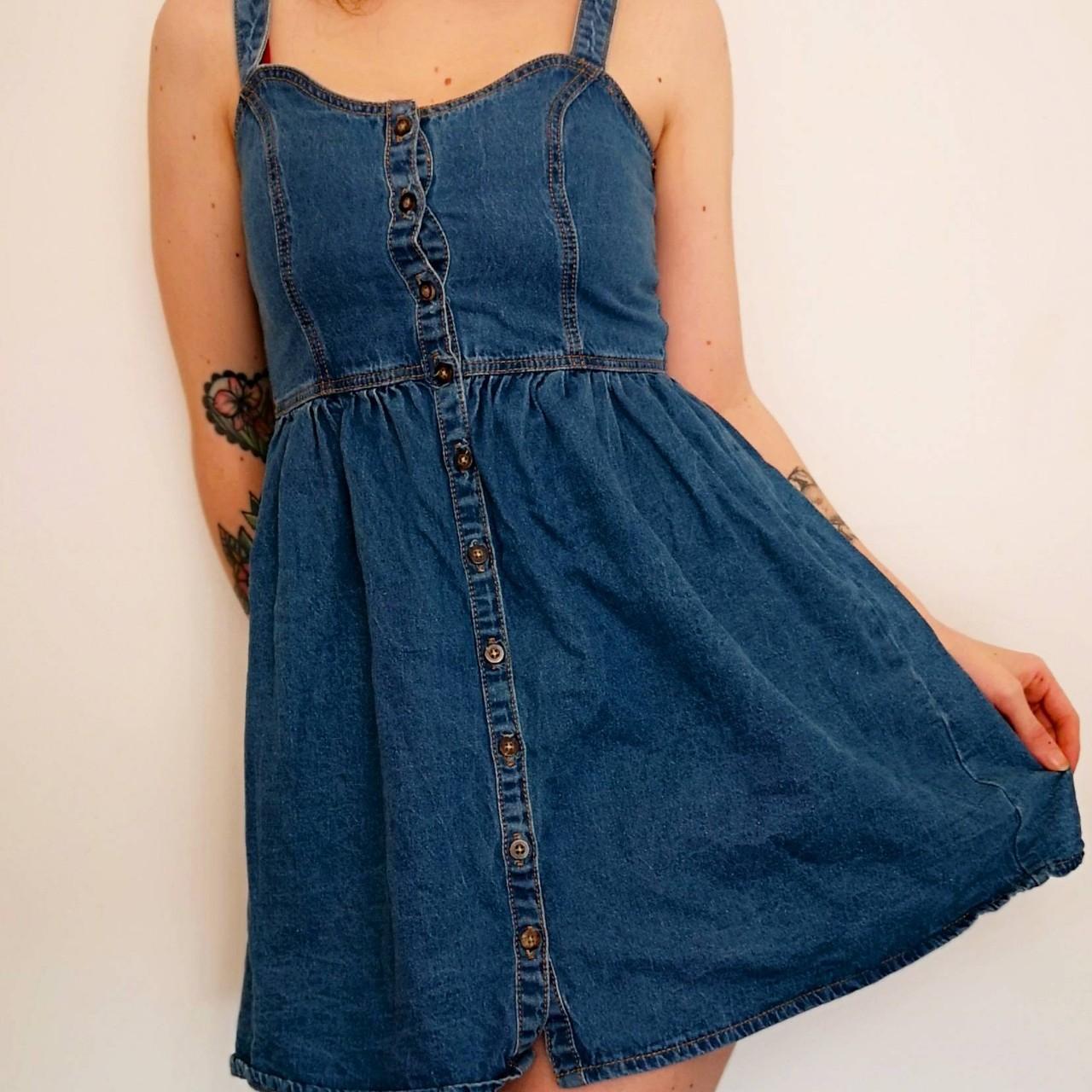 Denim Pinafore dress Brand Primark Size on... Depop