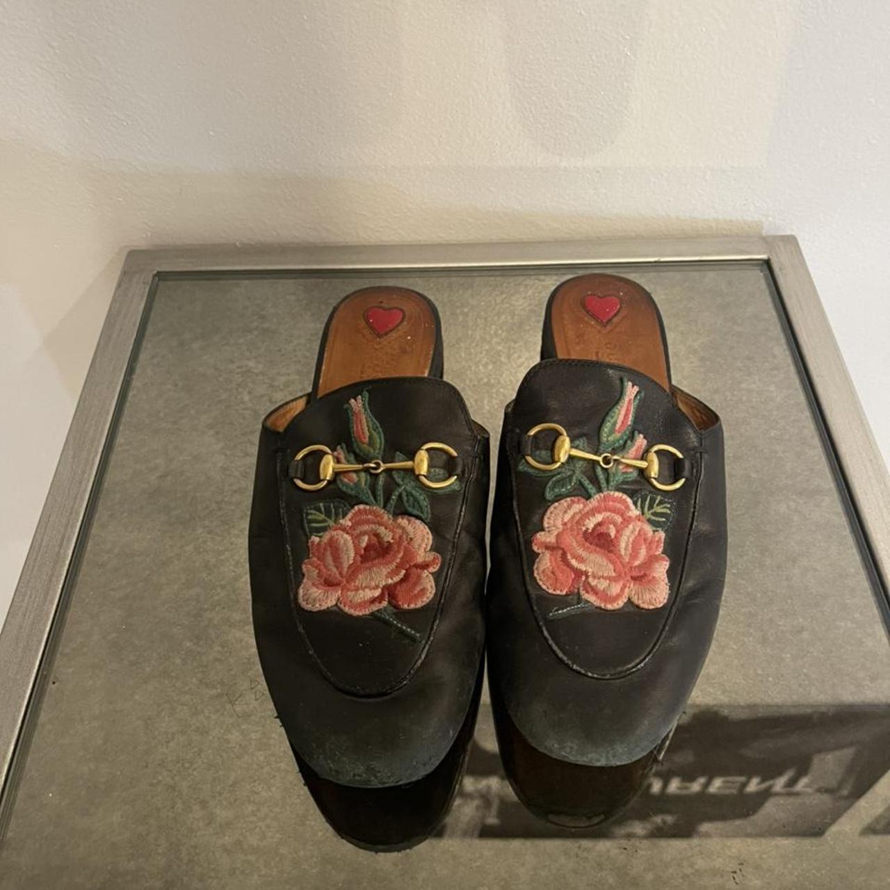 floral gucci mules