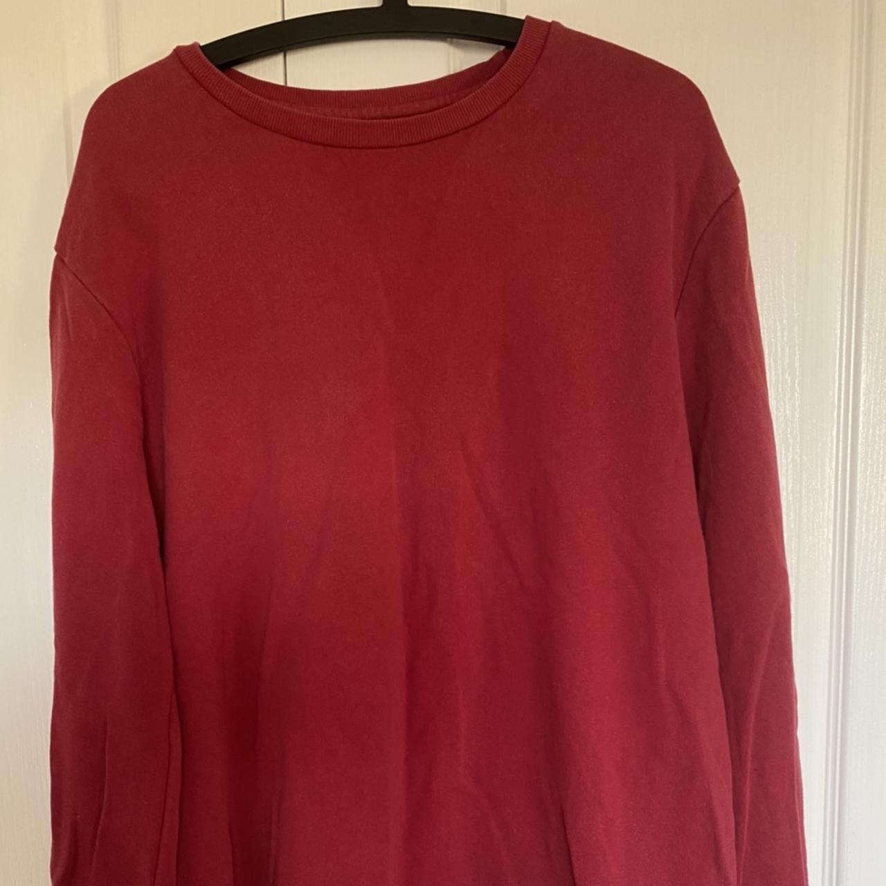 Zara Men's Red and Burgundy Jumper | Depop