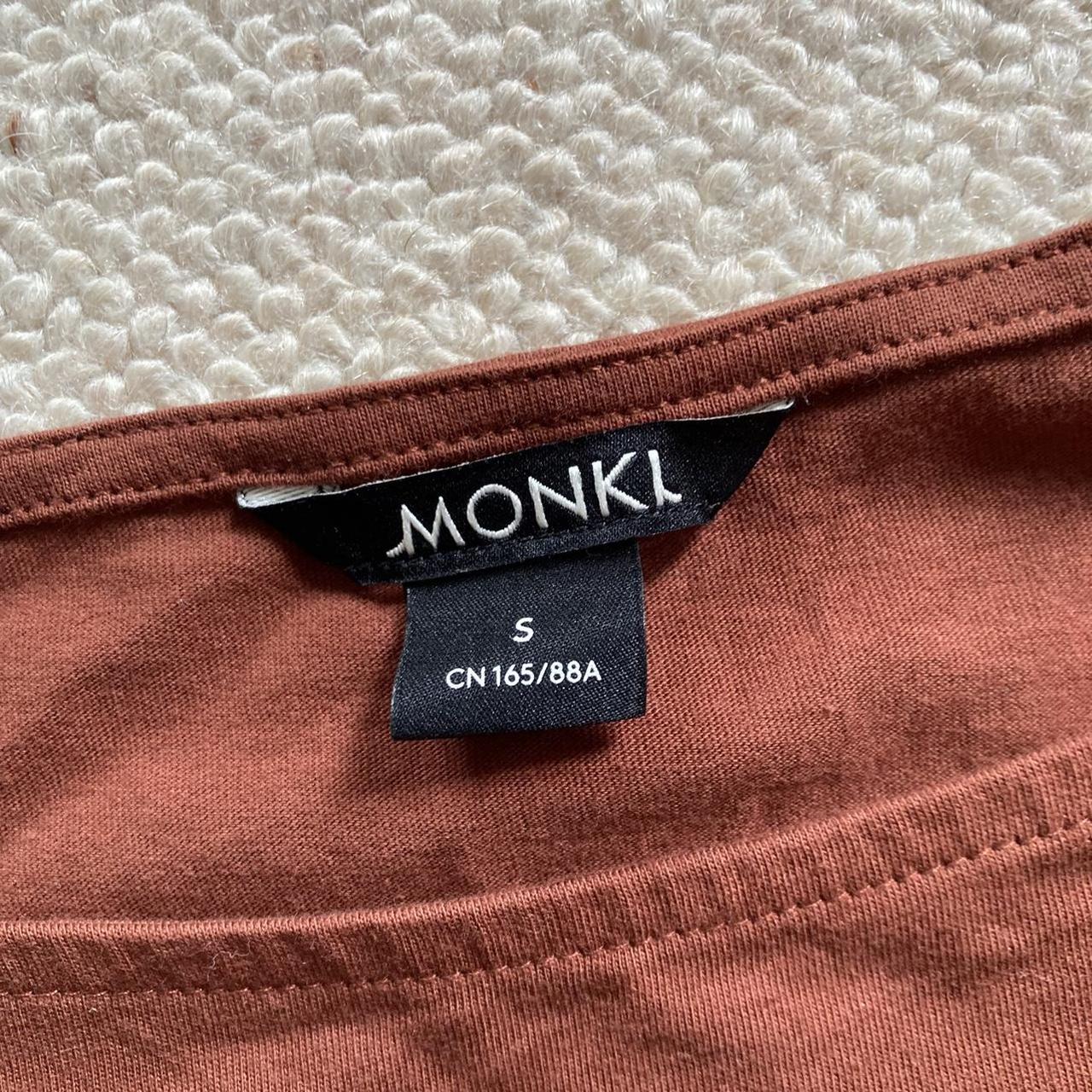 Monki chocolate brown crop top Puffy sleeves that... - Depop