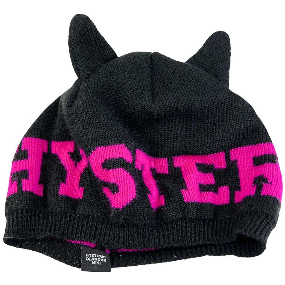 Hysteric Glamour Mini Knit Logo Cat Ear Beanie - Depop