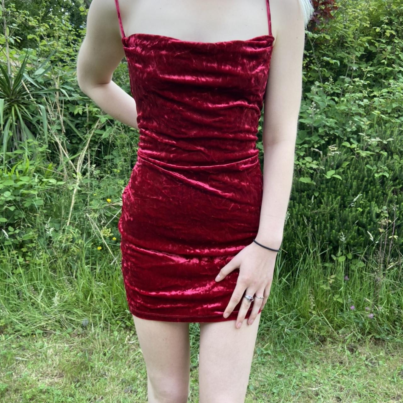 topshop red velvet dress