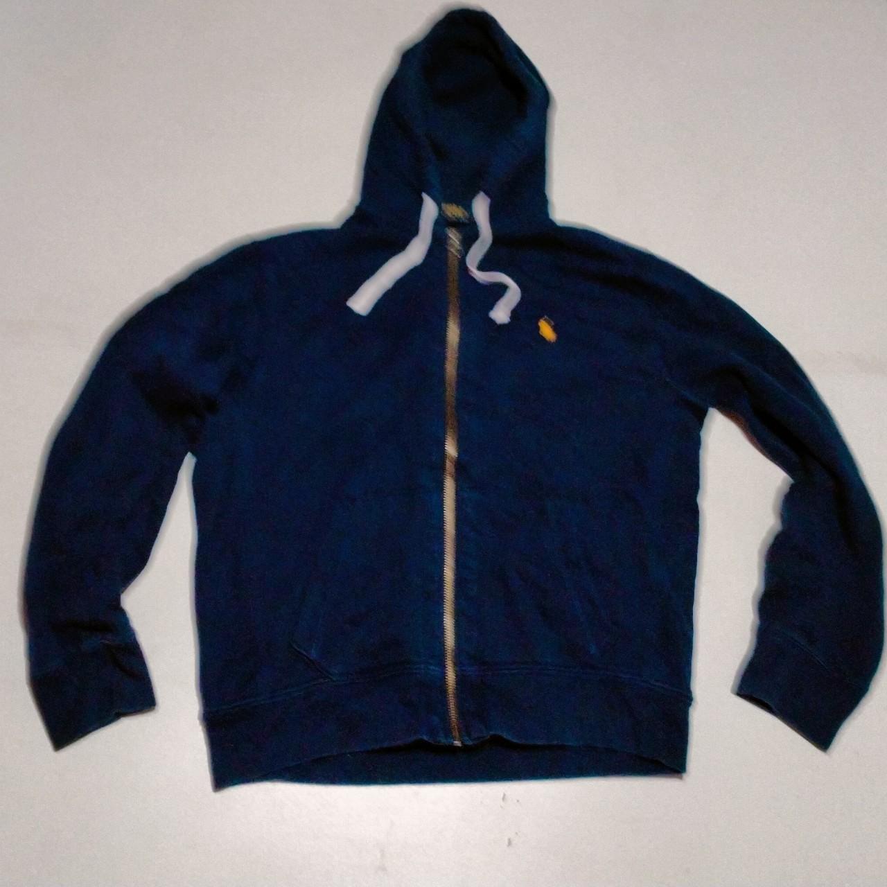 Ralph Lauren navy blue zip fleece hoodie sweatshirt... - Depop