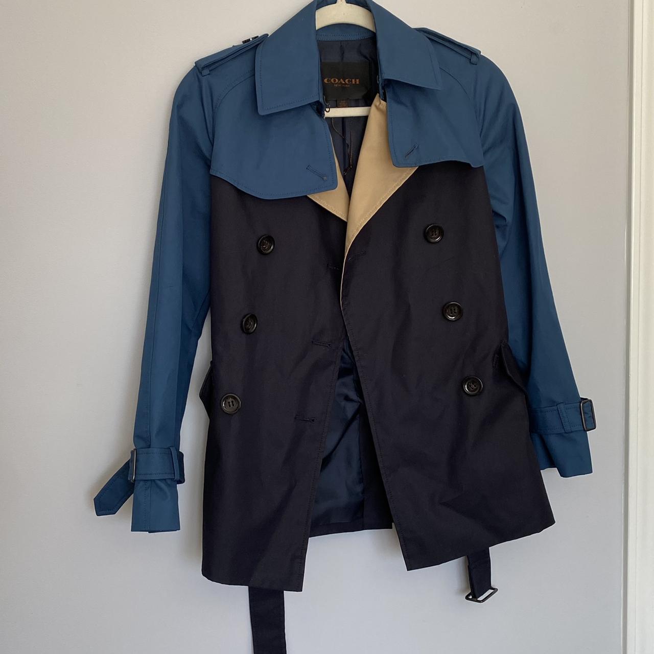 Coach Women's Blue and Navy Coat | Depop