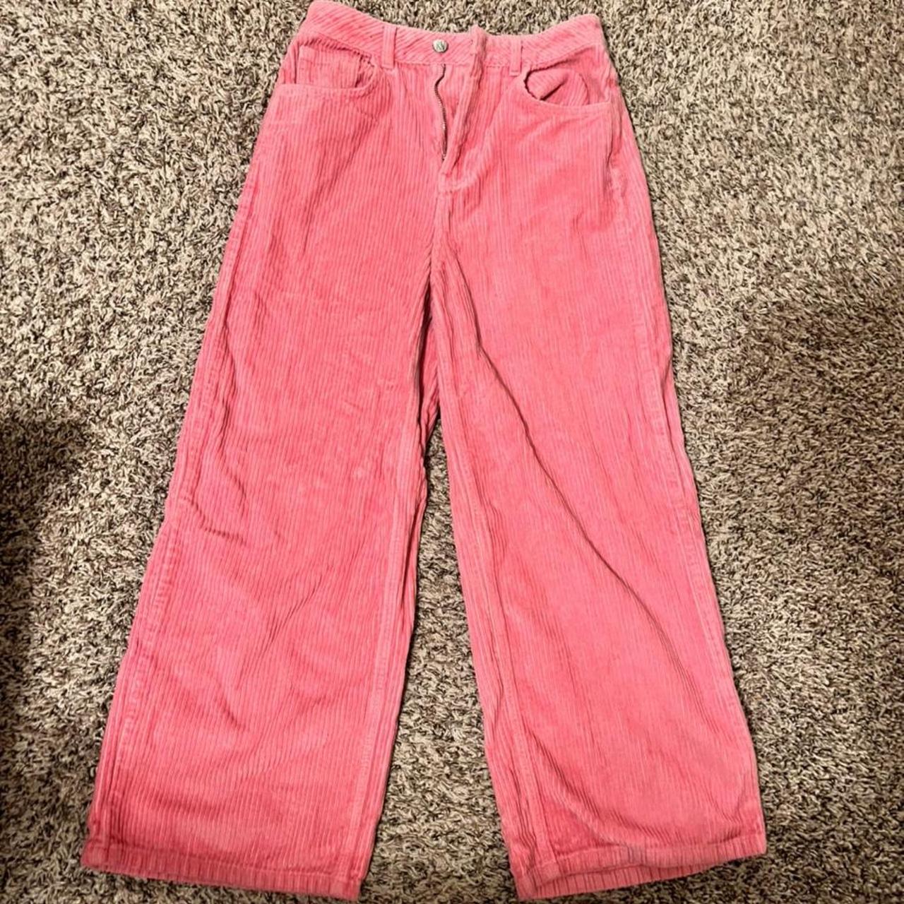 Reclaimed Vintage Pink Corduroy Flare Wide Leg... - Depop