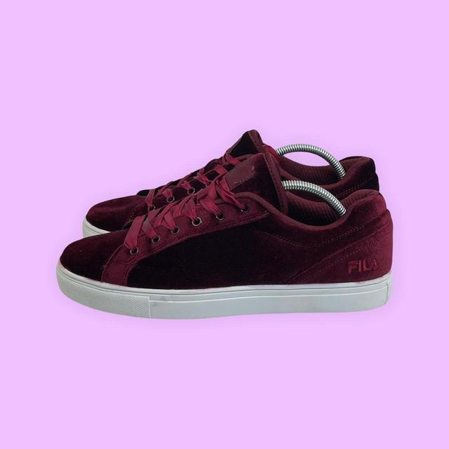 Fila red shop velvet trainers