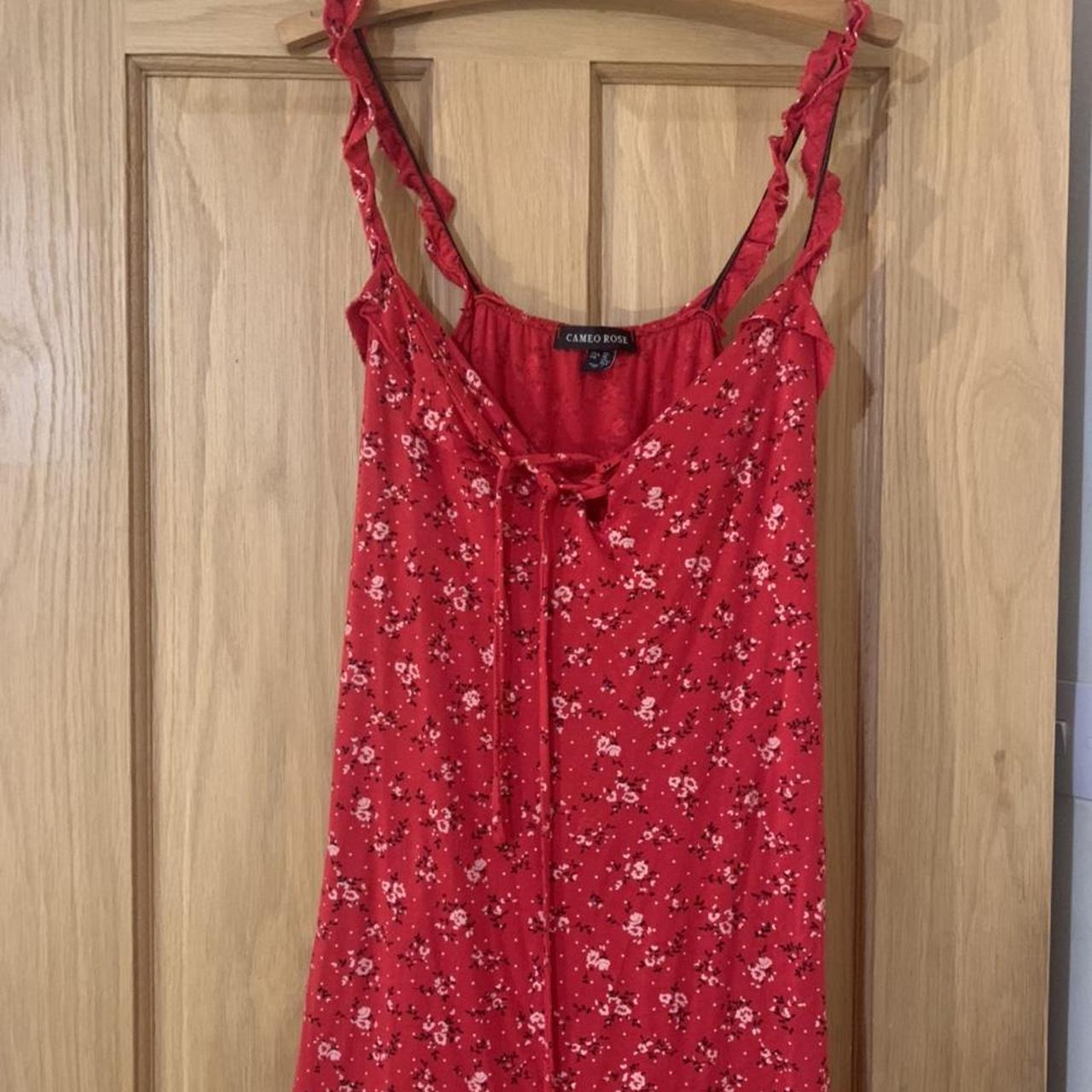 Red flowy dress from Prettylittlething great for the... - Depop