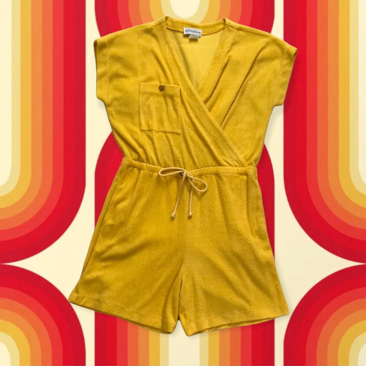 Funkiest 70’s vintage romper. Rich canary yellow... Depop