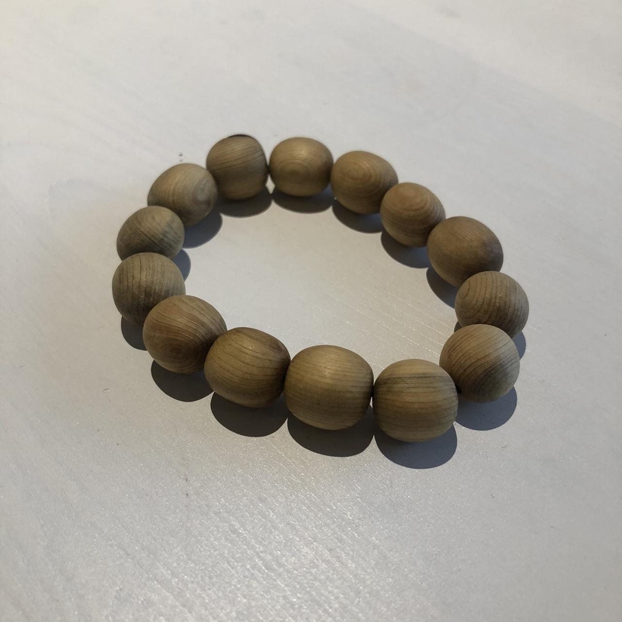 Natural Wooden Beaded Bracelet Light Brown Depop