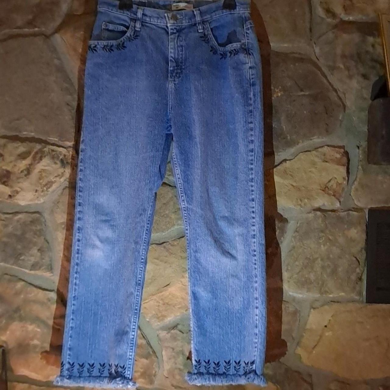 Women's Blue and Black Jeans Depop