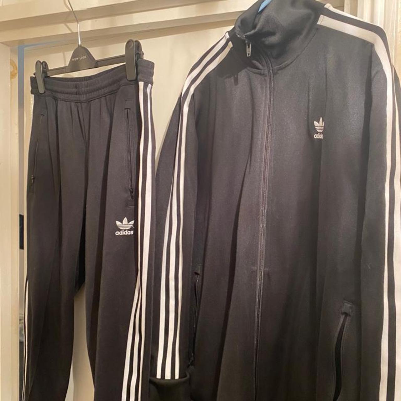 Adidas originals black and white tracksuit Bottoms... - Depop