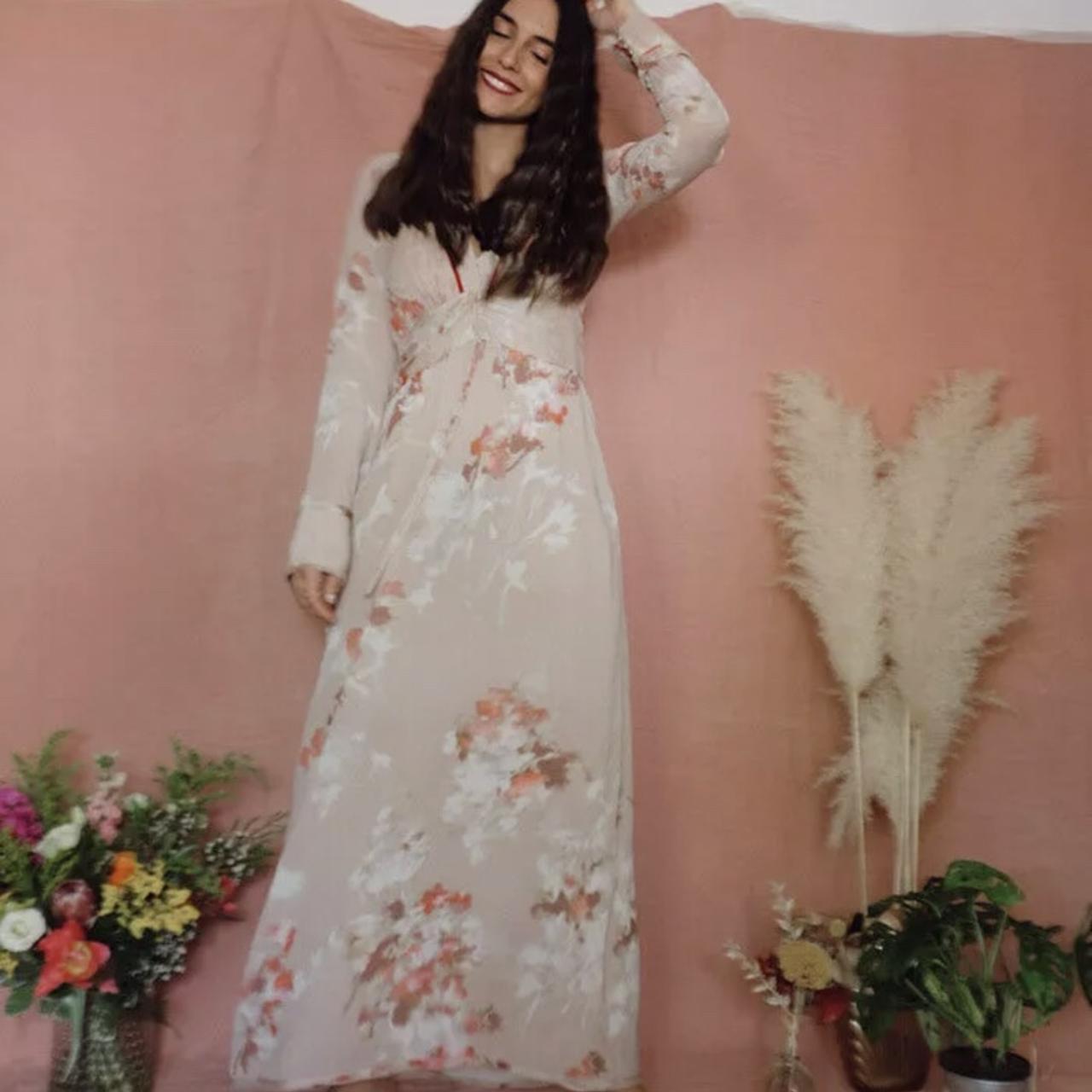 Zara Limited Edition Pink Floral Printed Dress Depop