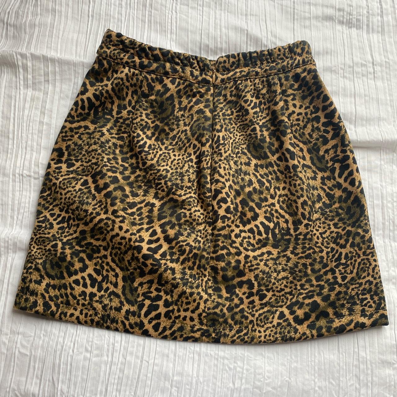 Bershka mini leopard animal print skirt size... - Depop
