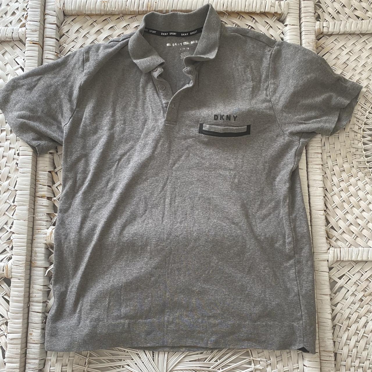 DKNY Men's Grey and Black Polo-shirts