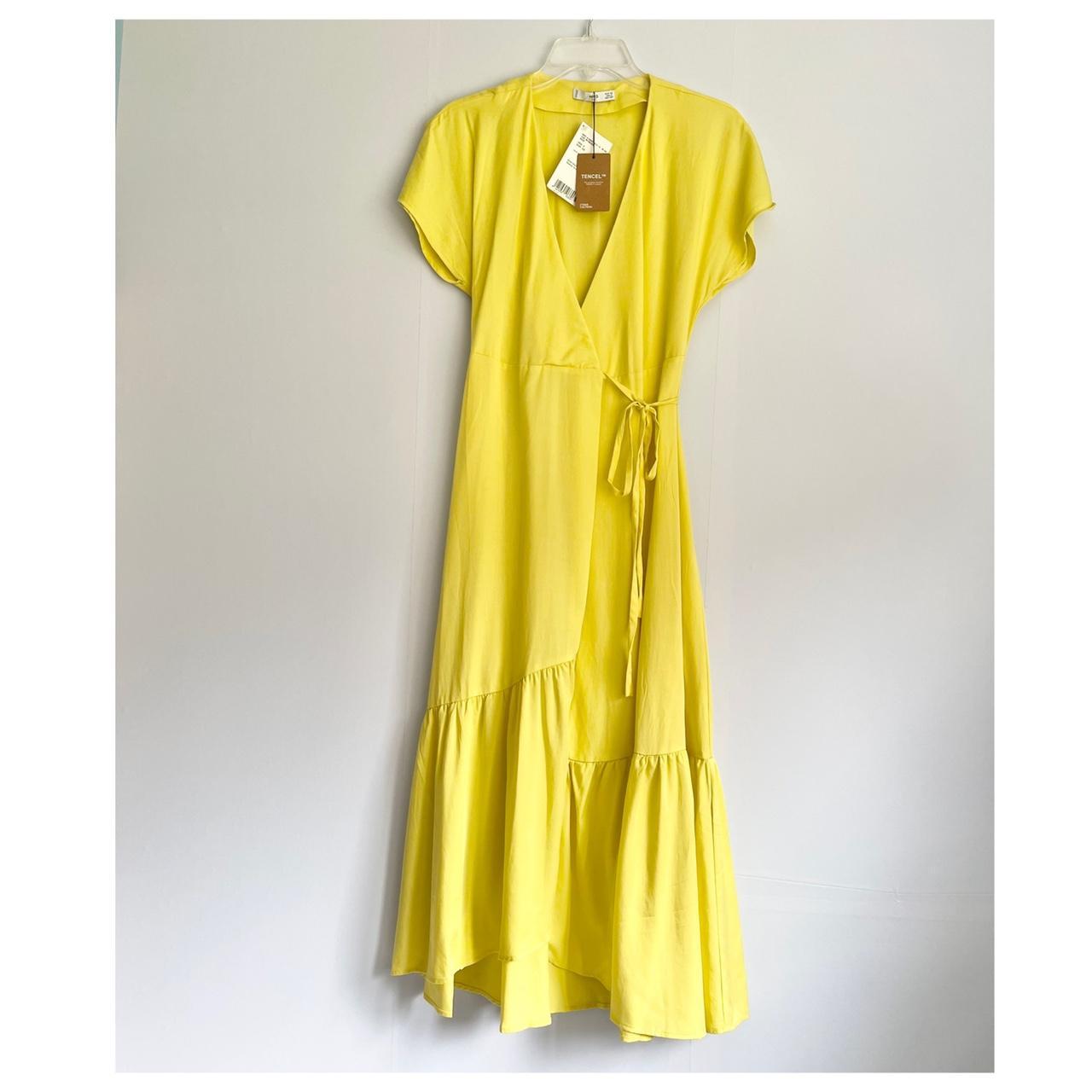 NEW Mango Yellow Maria Wrap Dress US 2. New with... - Depop