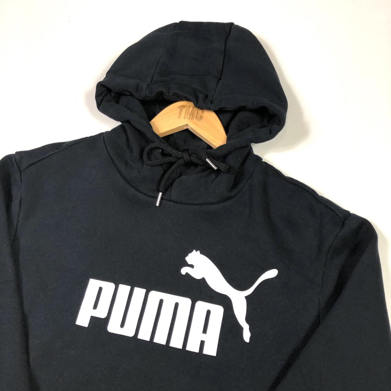 Vintage Puma Pullover Hoodie Sweatshirt Jumper Black... - Depop